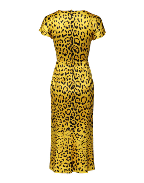 Dolce &amp; Gabbana Gul Polyester Leopard Midiklänning