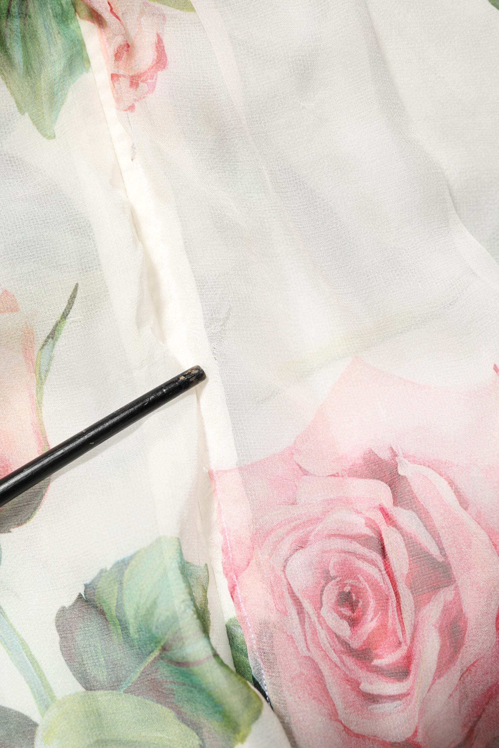 Dolce &amp; Gabbana Hvid Blomsterroser Silke Maxi Lang Kjole