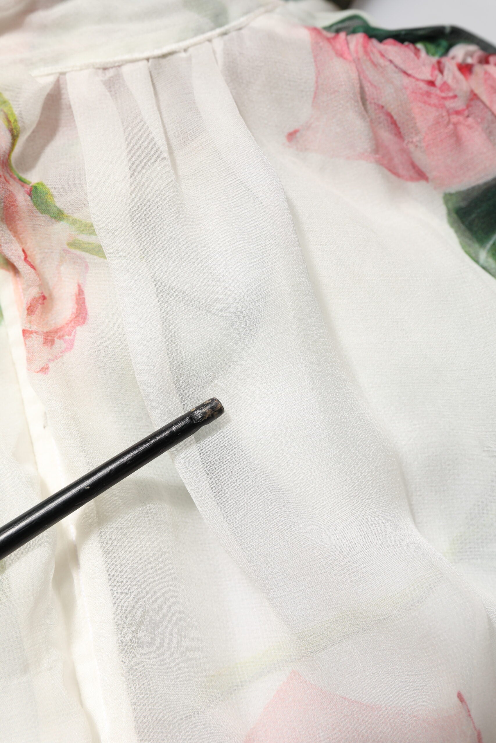 Dolce &amp; Gabbana Hvid Blomsterroser Silke Maxi Lang Kjole