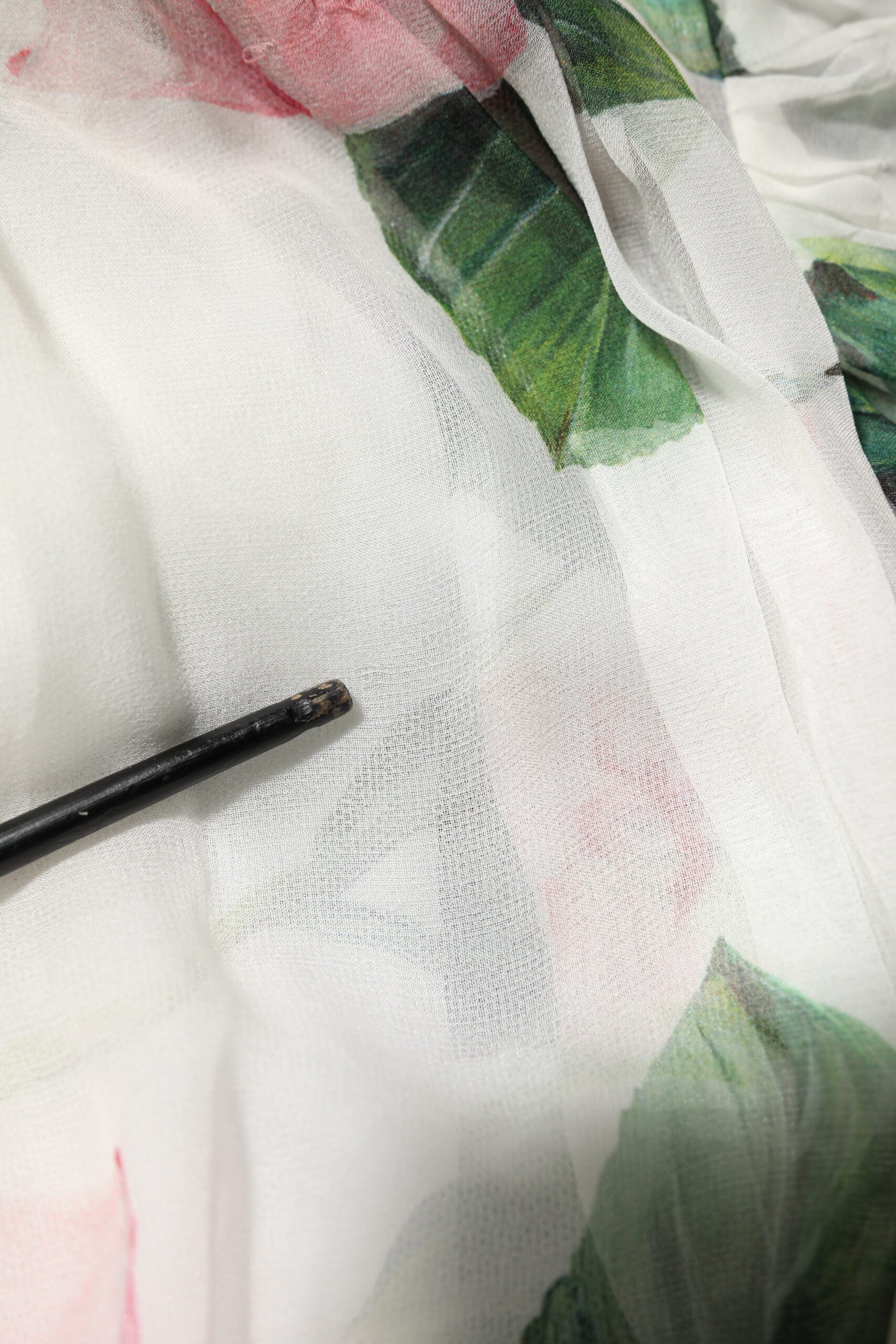 Dolce &amp; Gabbana Hvid Blomsterroser Silke Maxi Lang Kjole