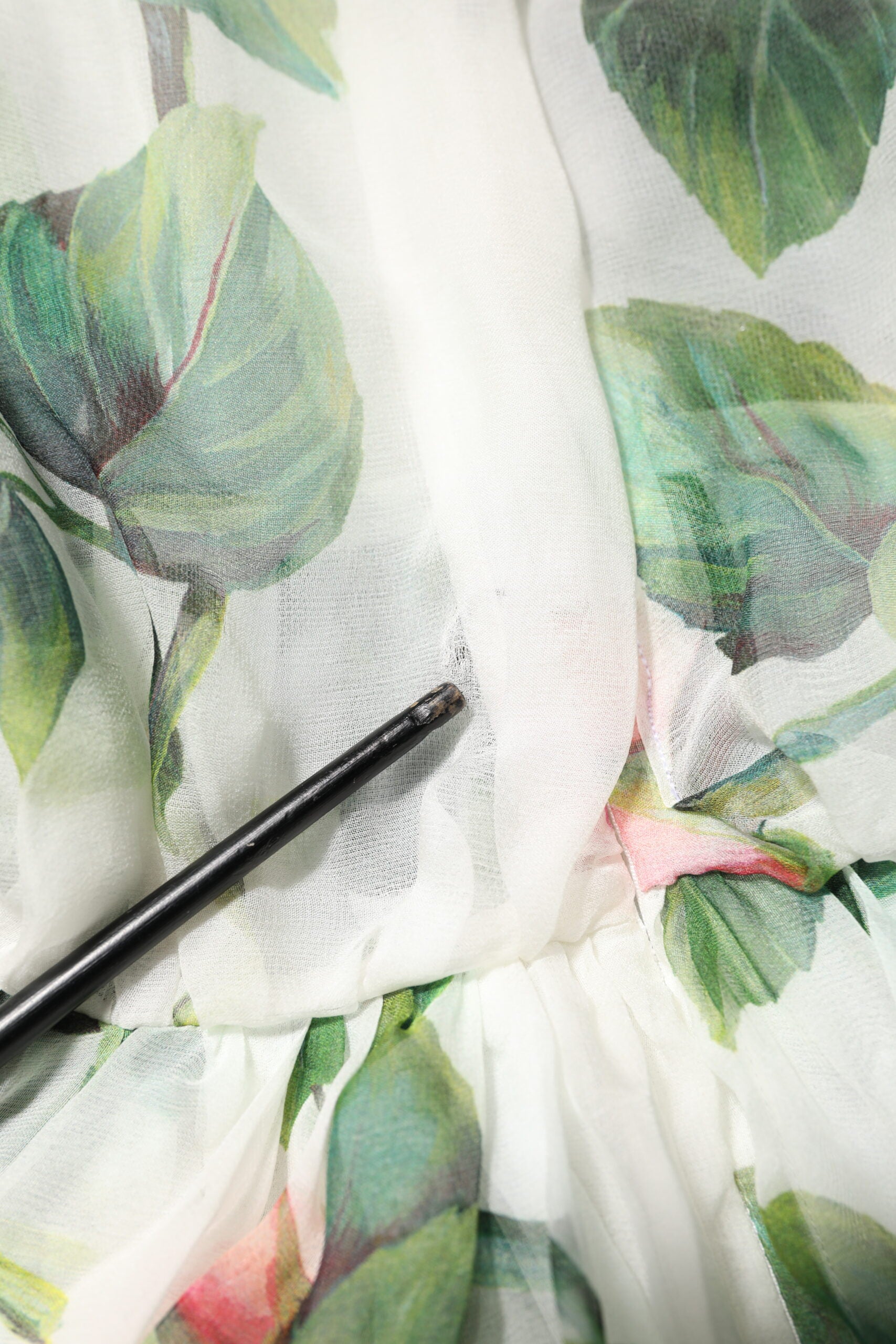 Dolce &amp; Gabbana Hvid Blomsterroser Silke Maxi Lang Kjole