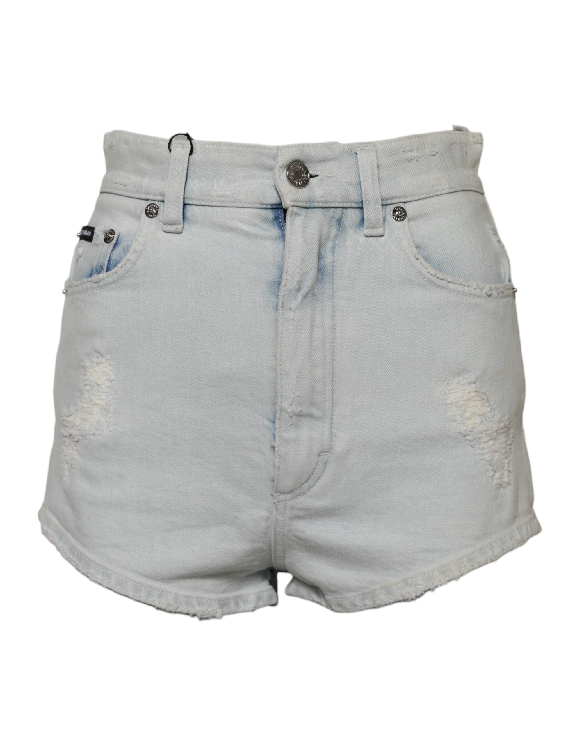 Dolce &amp; Gabbana Lyseblå Vasket Denim Bomuld Hotpants Shorts