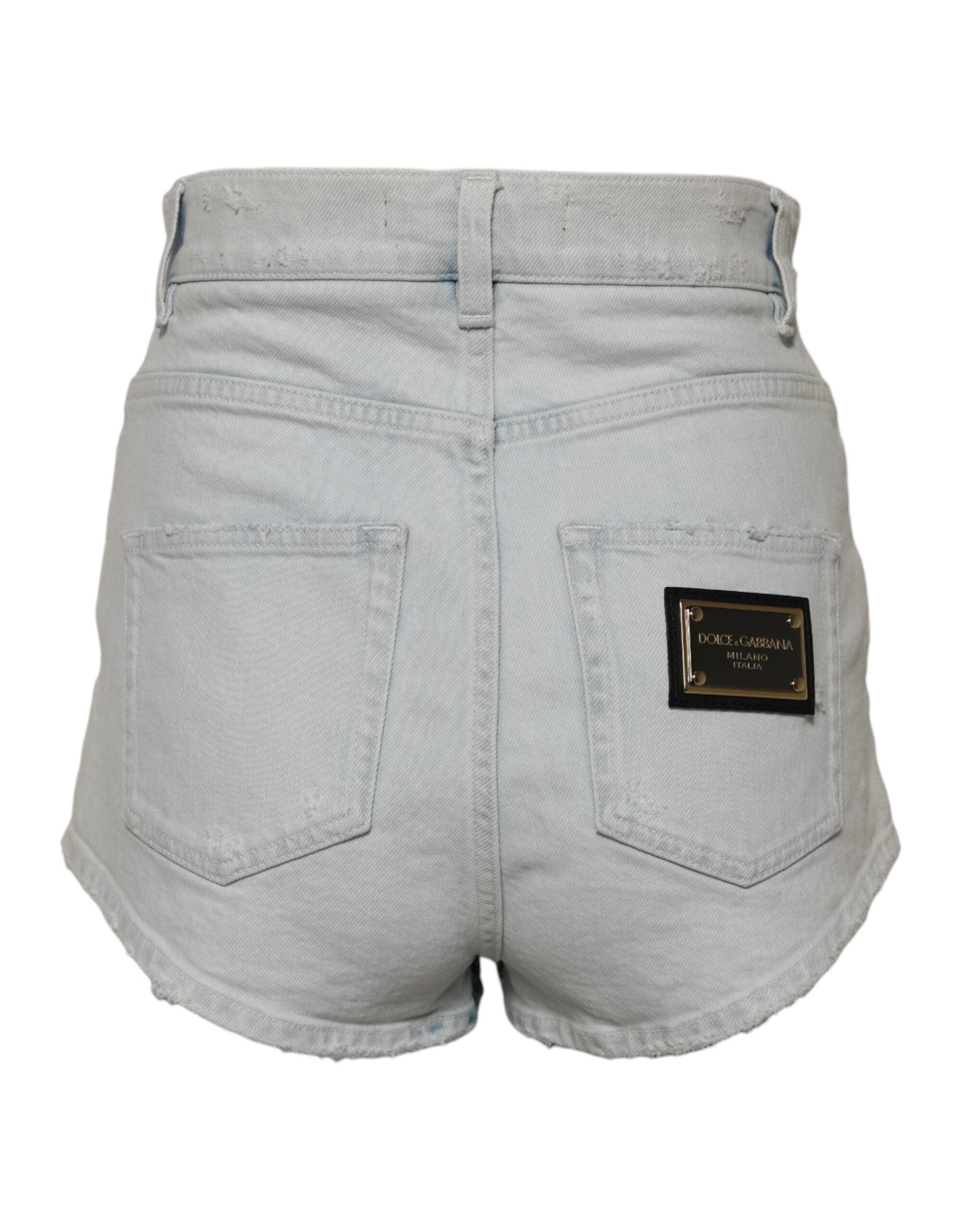 Dolce &amp; Gabbana Lyseblå Vasket Denim Bomuld Hotpants Shorts