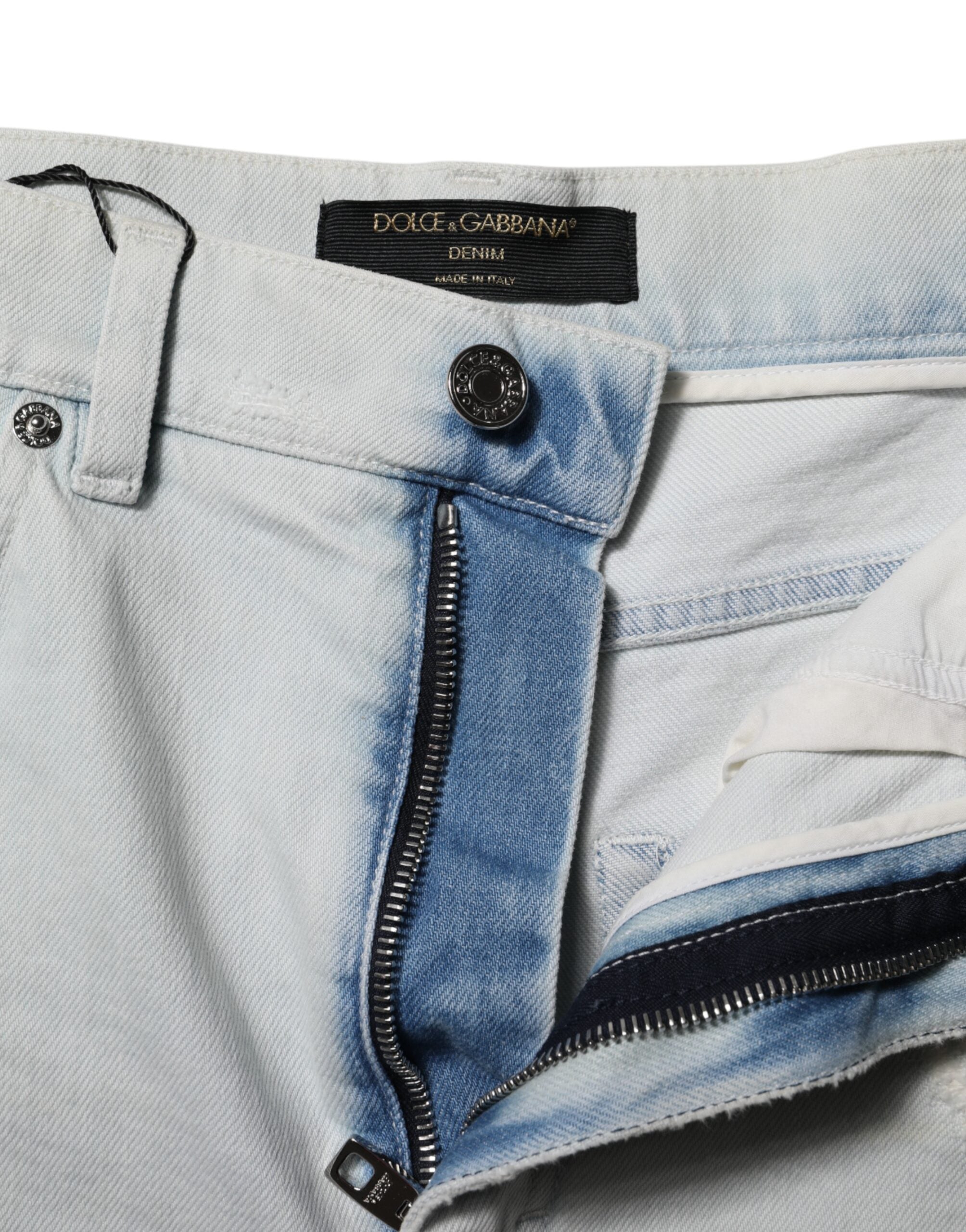 Dolce &amp; Gabbana Lyseblå Vasket Denim Bomuld Hotpants Shorts