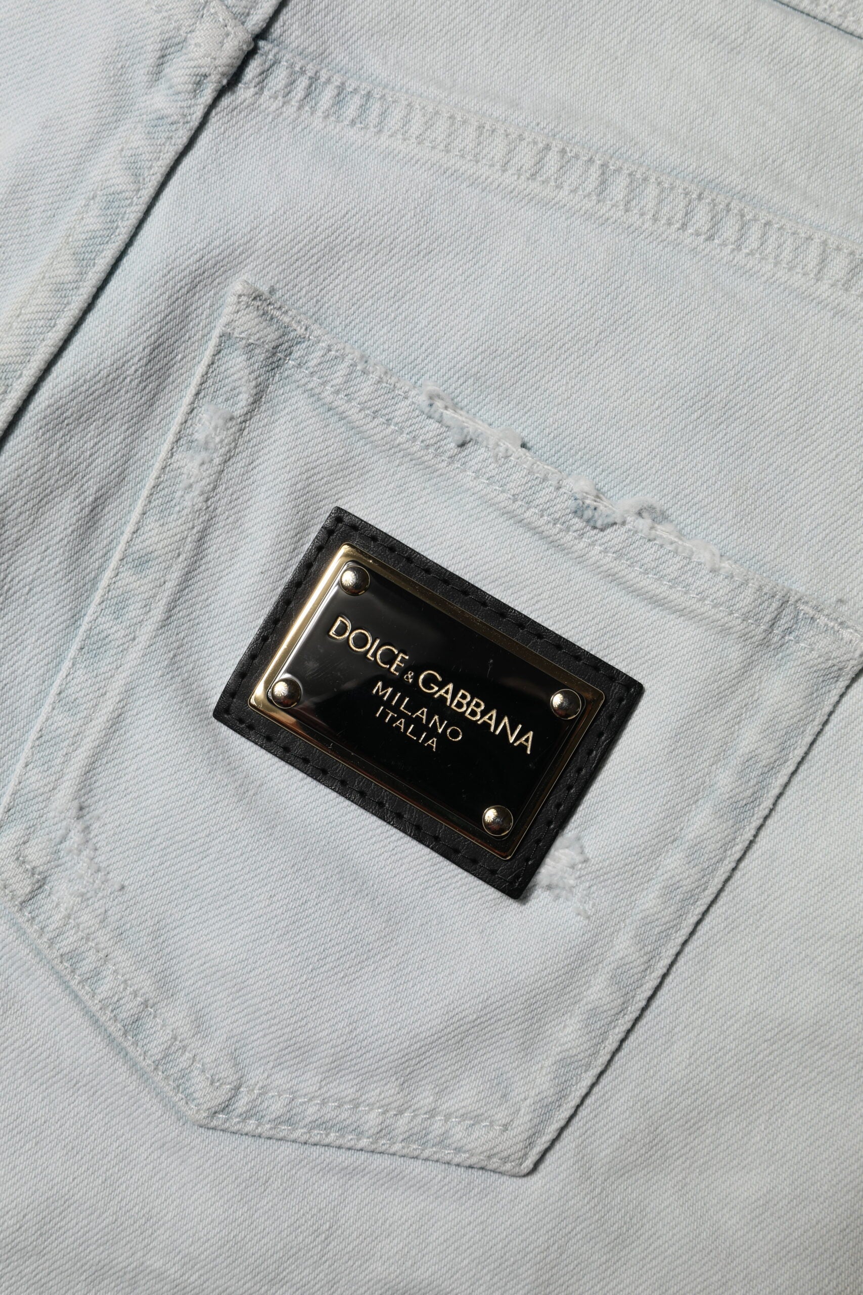 Dolce &amp; Gabbana Lyseblå Vasket Denim Bomuld Hotpants Shorts