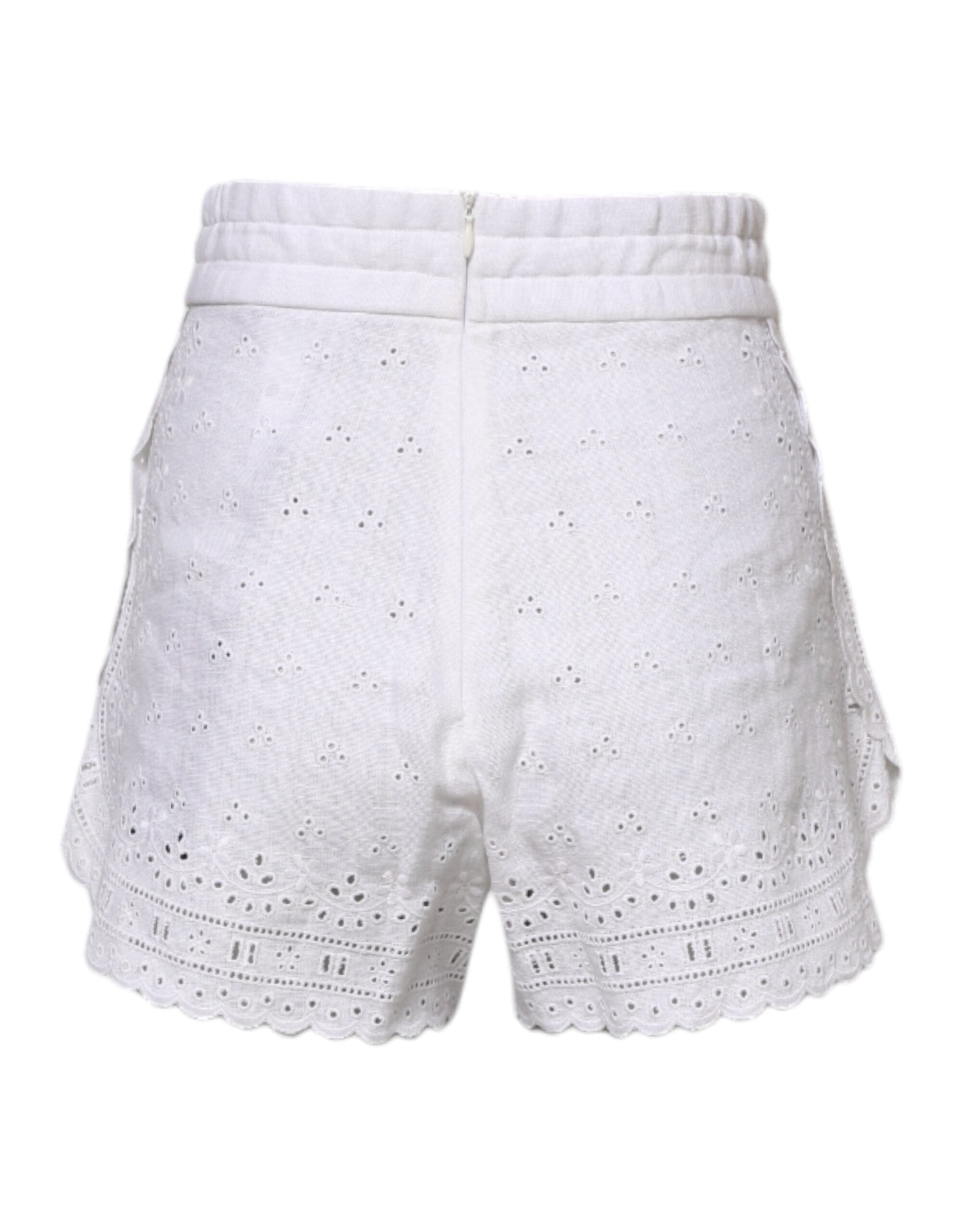 Dolce &amp; Gabbana Hvide Højtaljede Hotpants Shorts i Hør