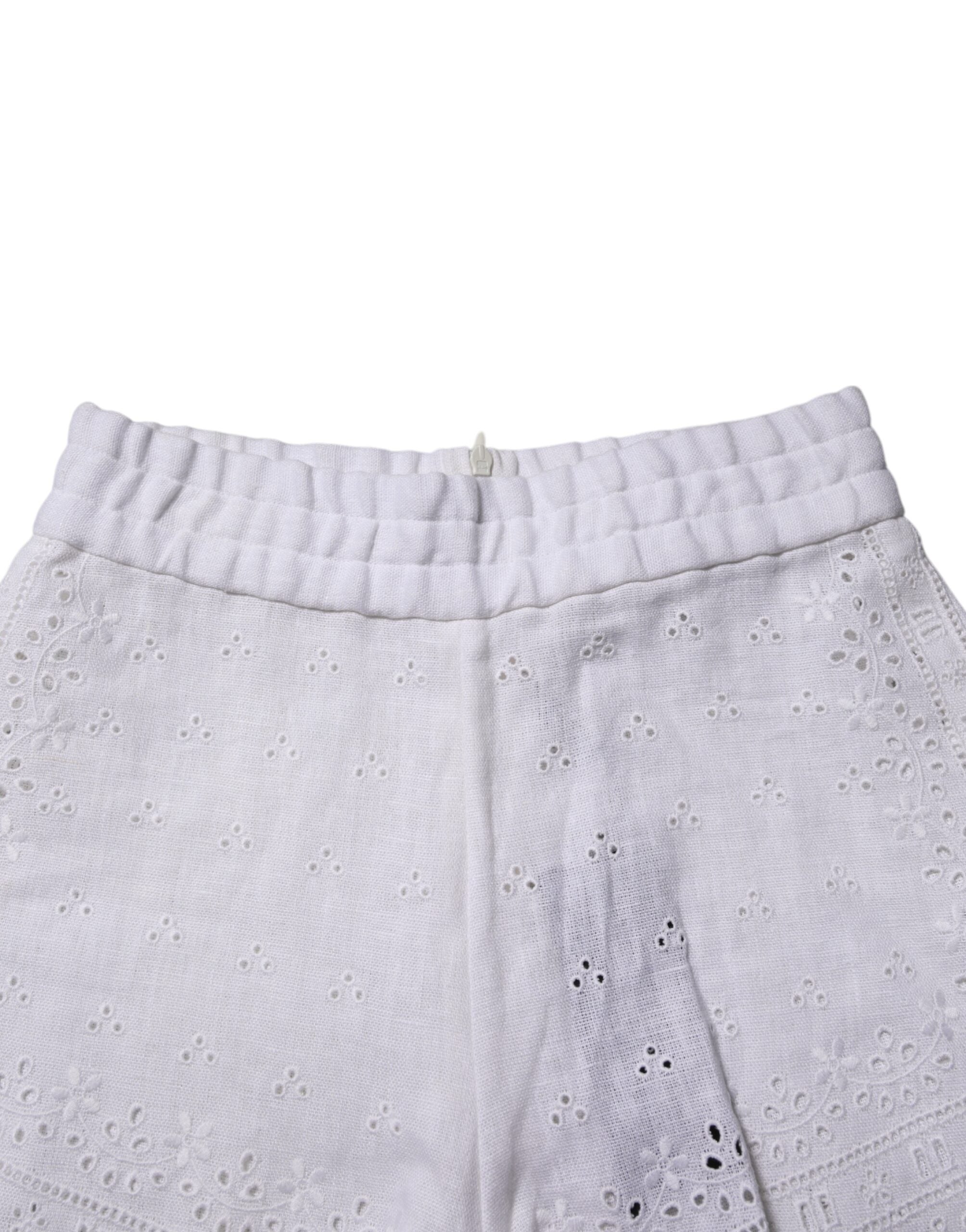 Dolce &amp; Gabbana Hvide Højtaljede Hotpants Shorts i Hør