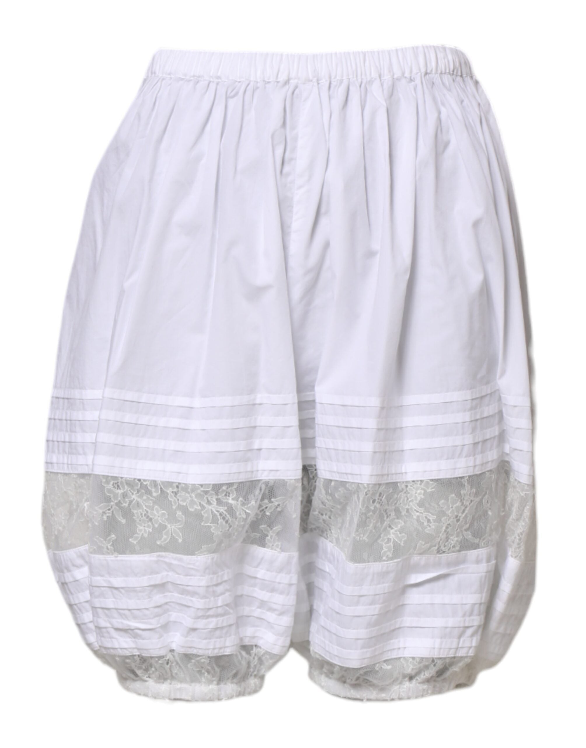 Dolce &amp; Gabbana Hvide Blondepaneler Bomuldsshorts med Høj Talje