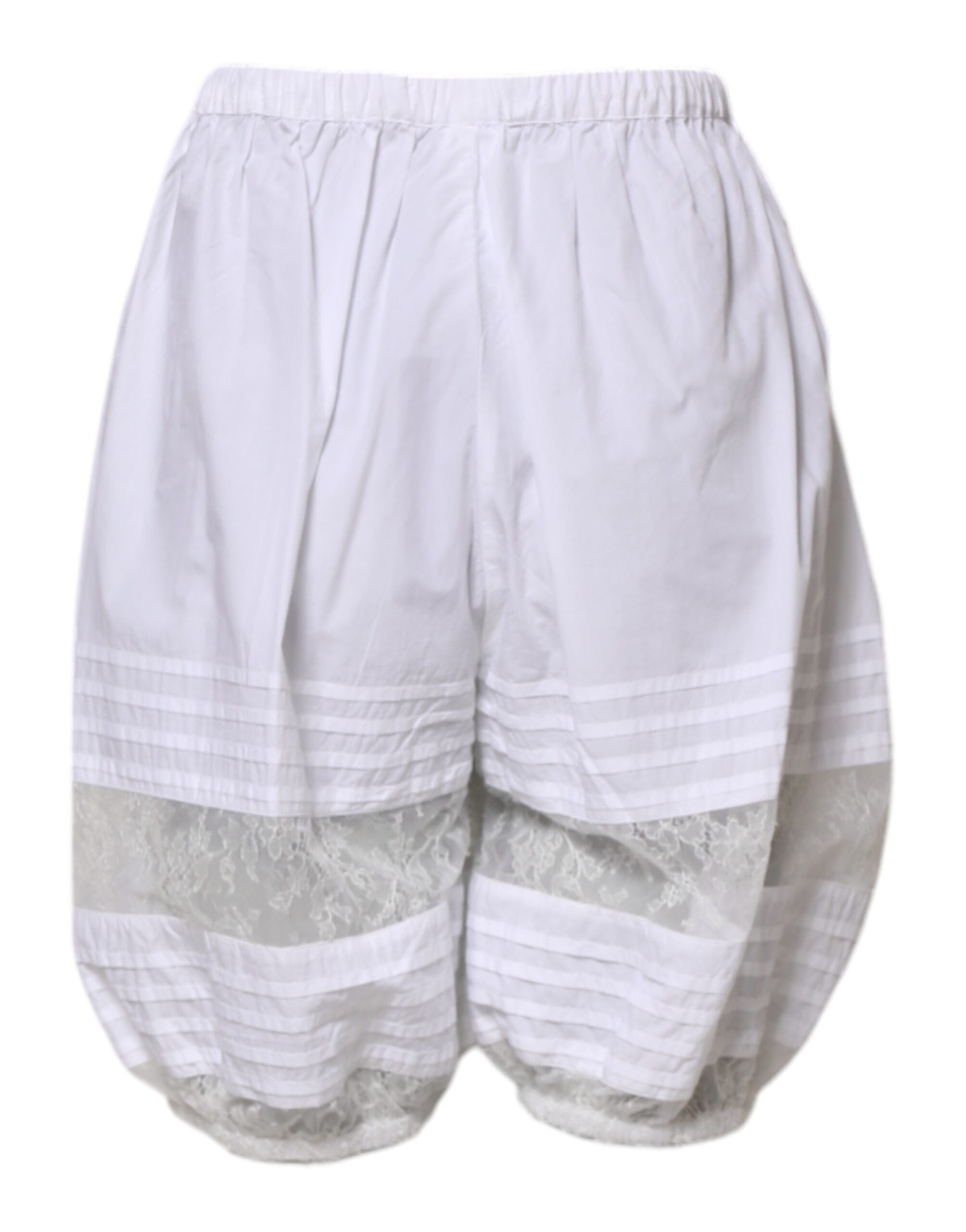 Dolce &amp; Gabbana Hvide Blondepaneler Bomuldsshorts med Høj Talje