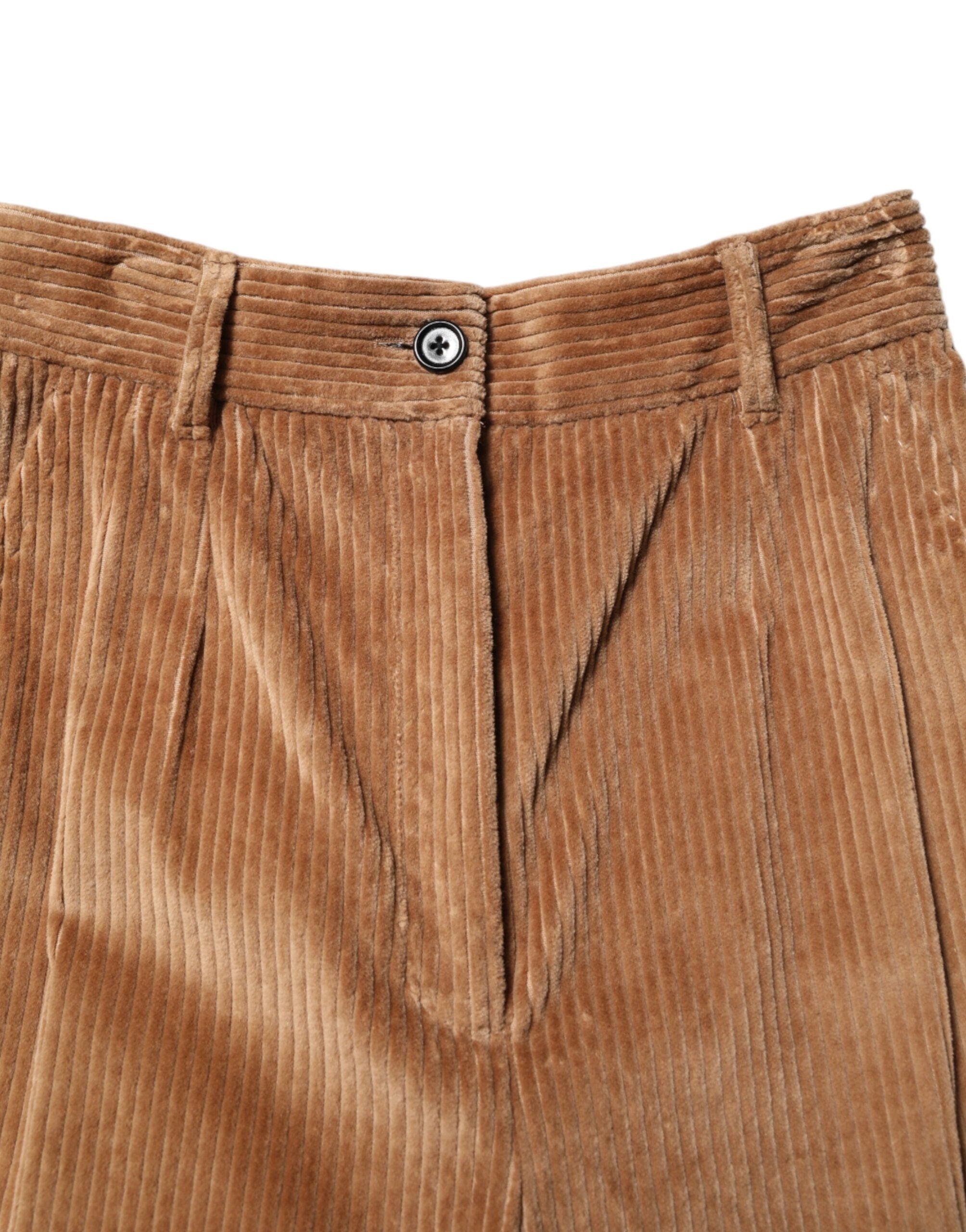 Dolce &amp; Gabbana Brune Bomuldsfløjlsbukser Med Spidser