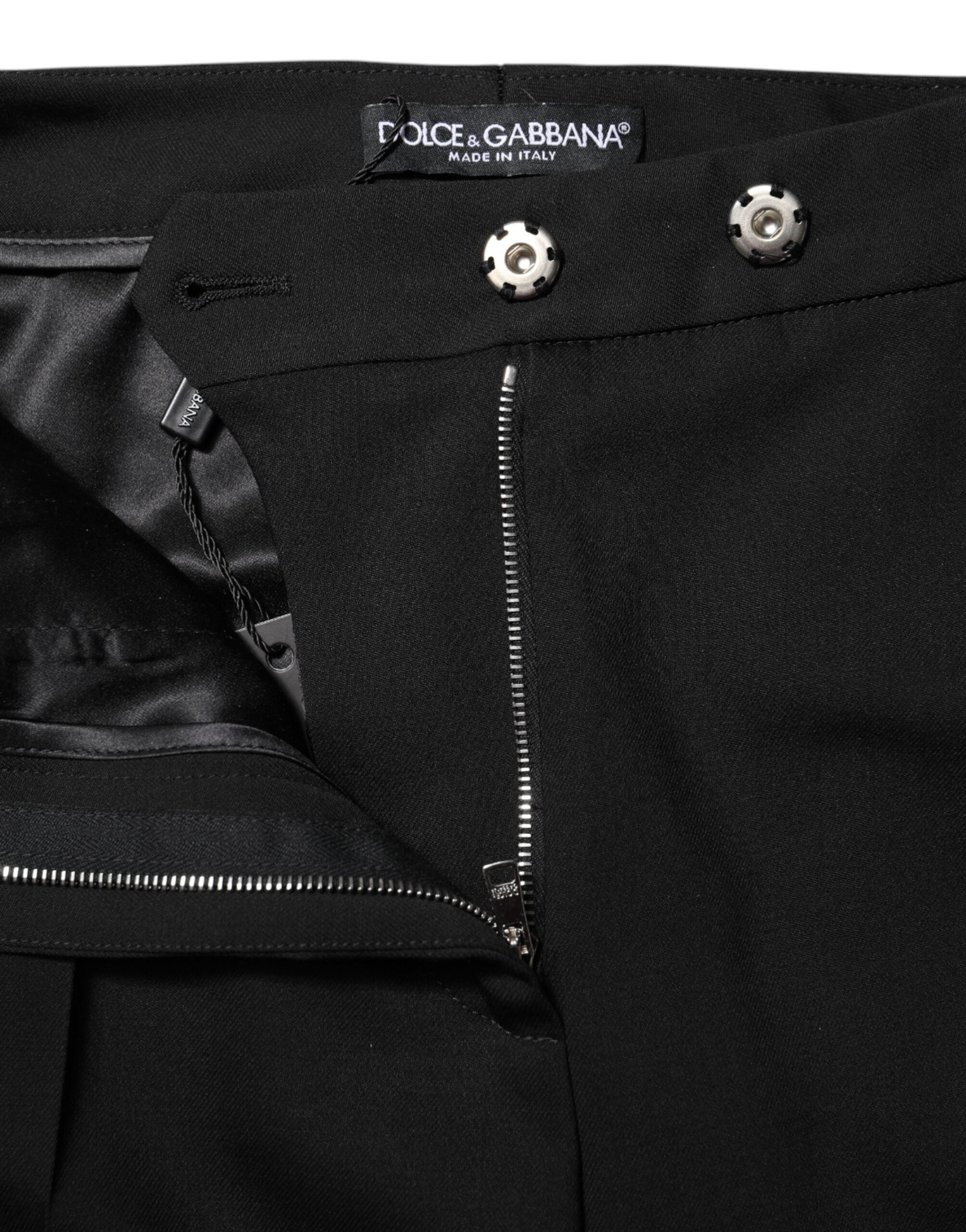 Dolce &amp; Gabbana Sorte Uld Højtaljede Svajbukser