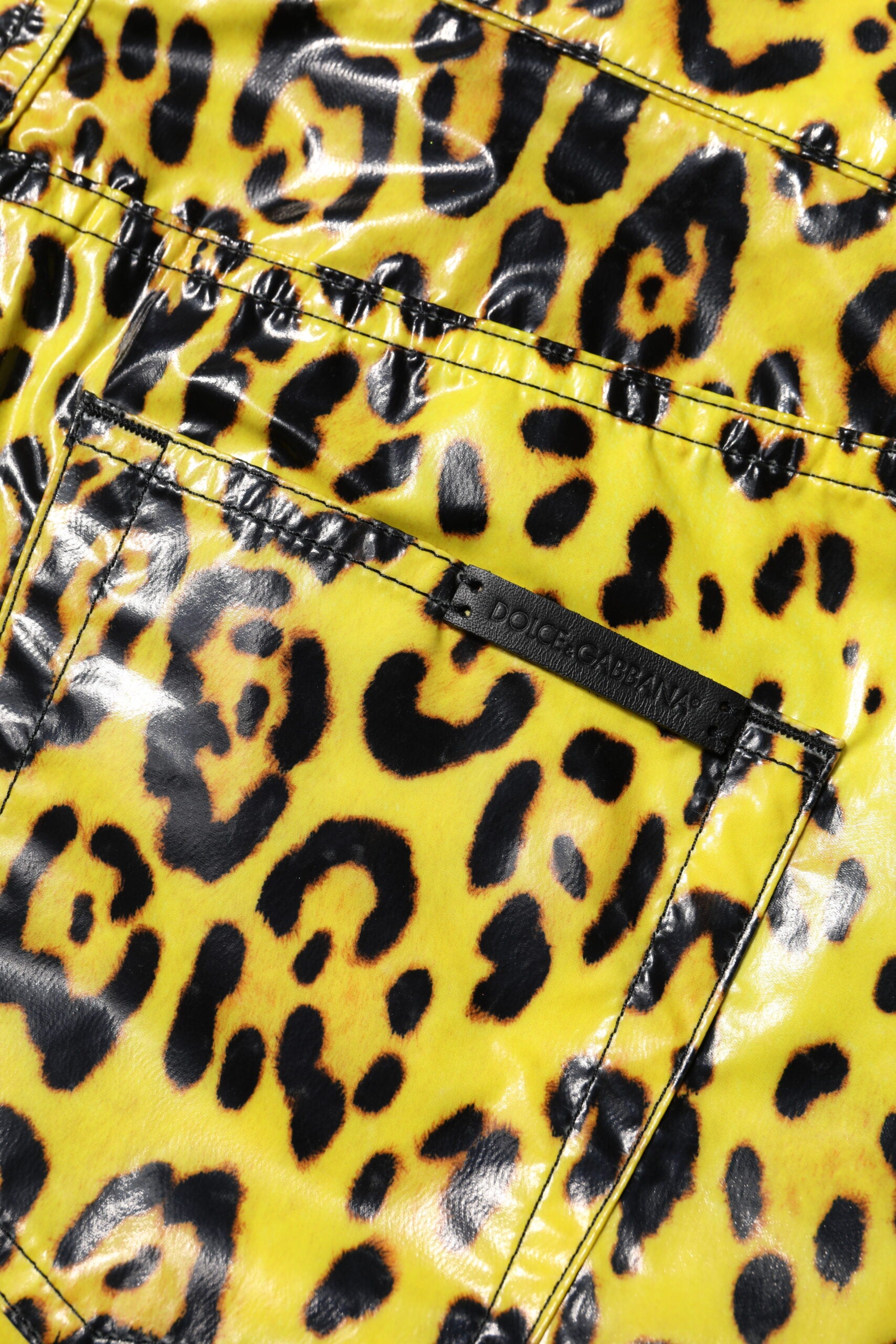 Dolce &amp; Gabbana Gule Leopard Højtaljede Slimbukser