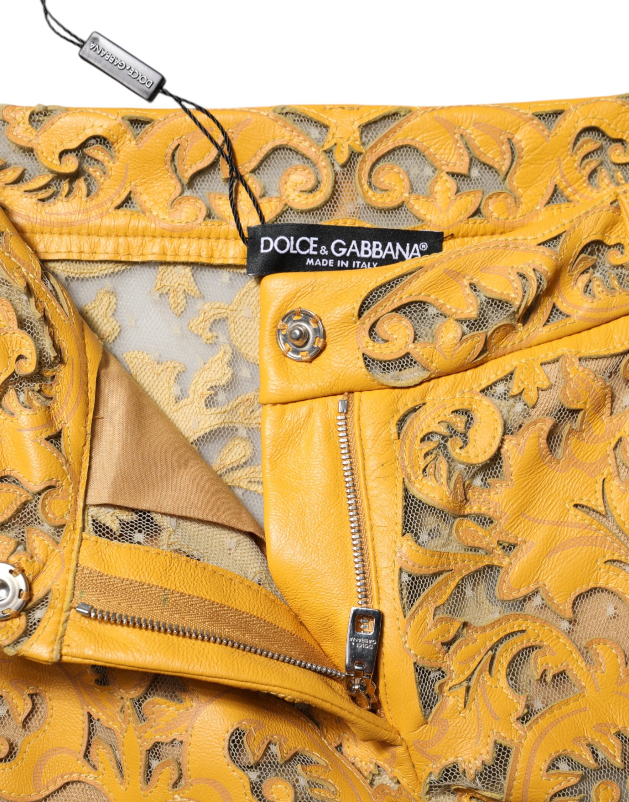 Dolce &amp; Gabbana Gule Blomsterblonde Capribukser med Mellem Talje