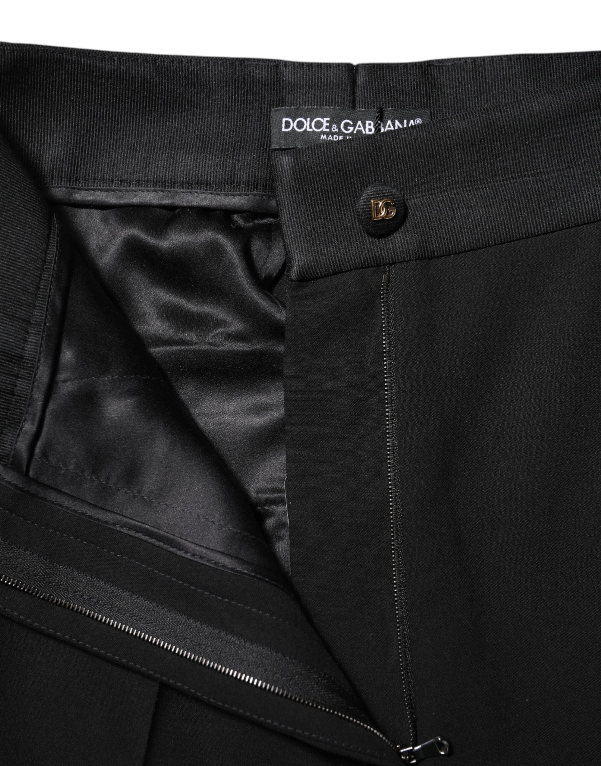 Dolce &amp; Gabbana Sorte Uld Højtaljede Skinny Bukser