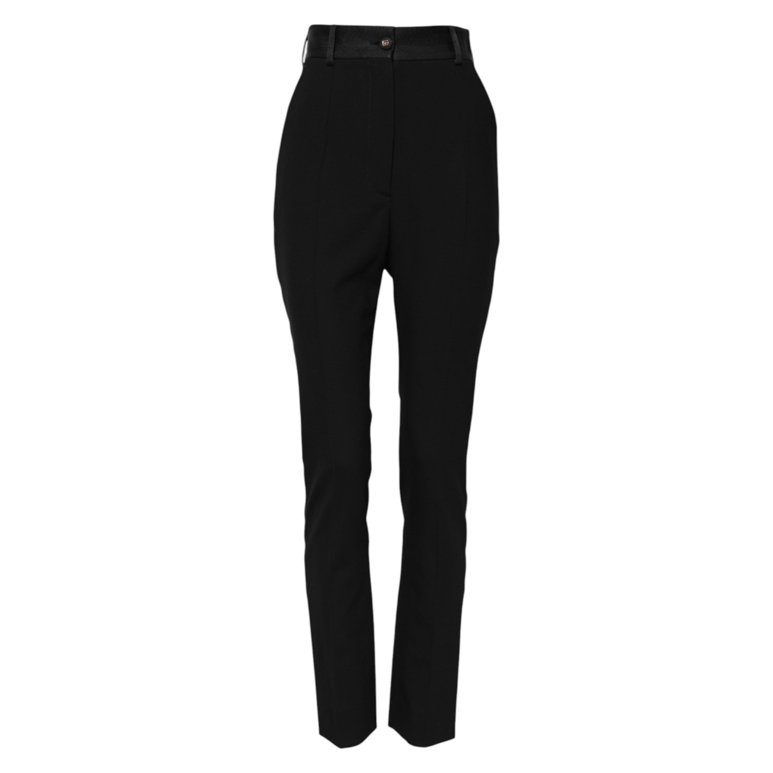 Dolce &amp; Gabbana Sorte Uld Højtaljede Skinny Bukser