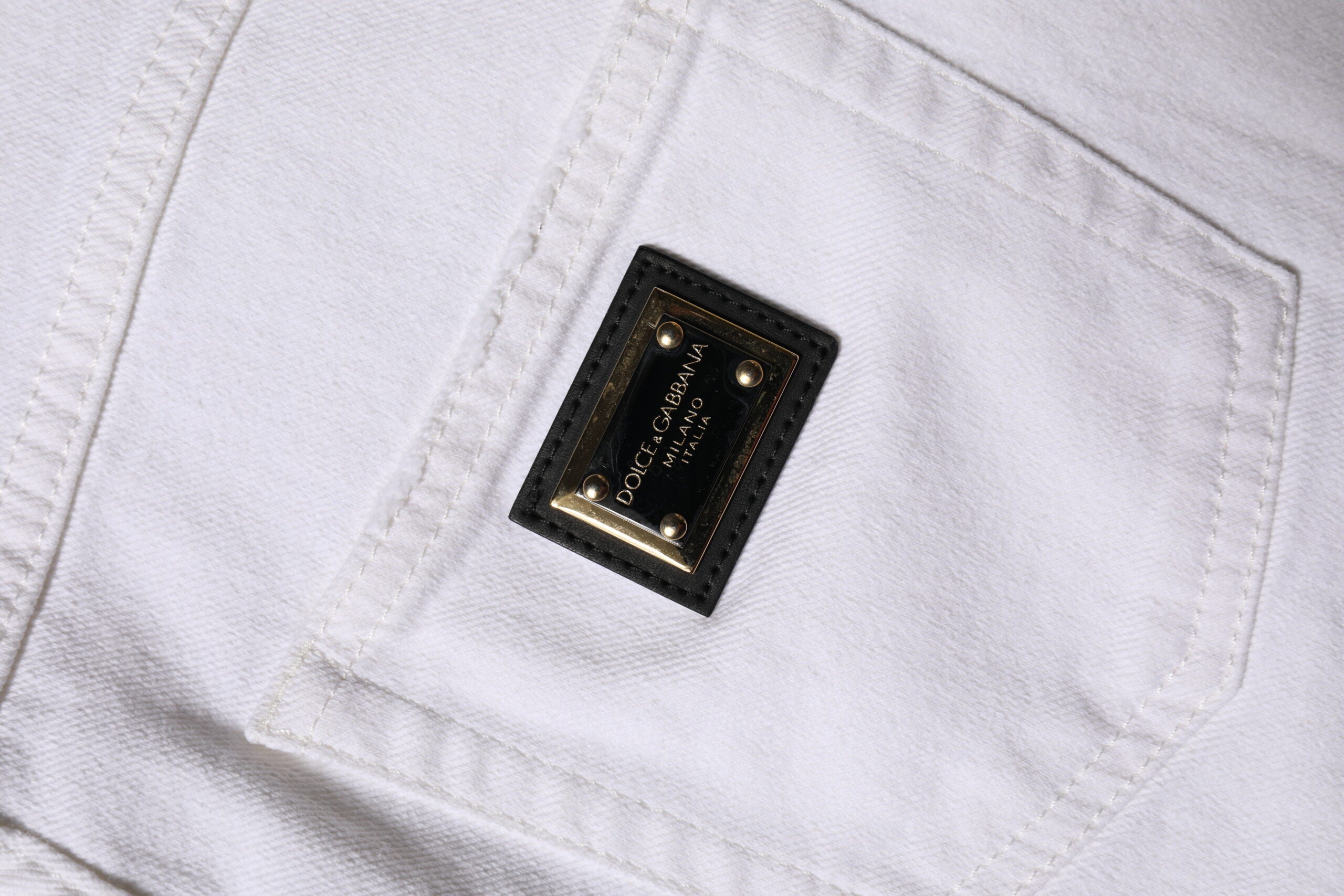 Dolce &amp; Gabbana Hvide Bomulds Højtaljede Lige Denim Jeans