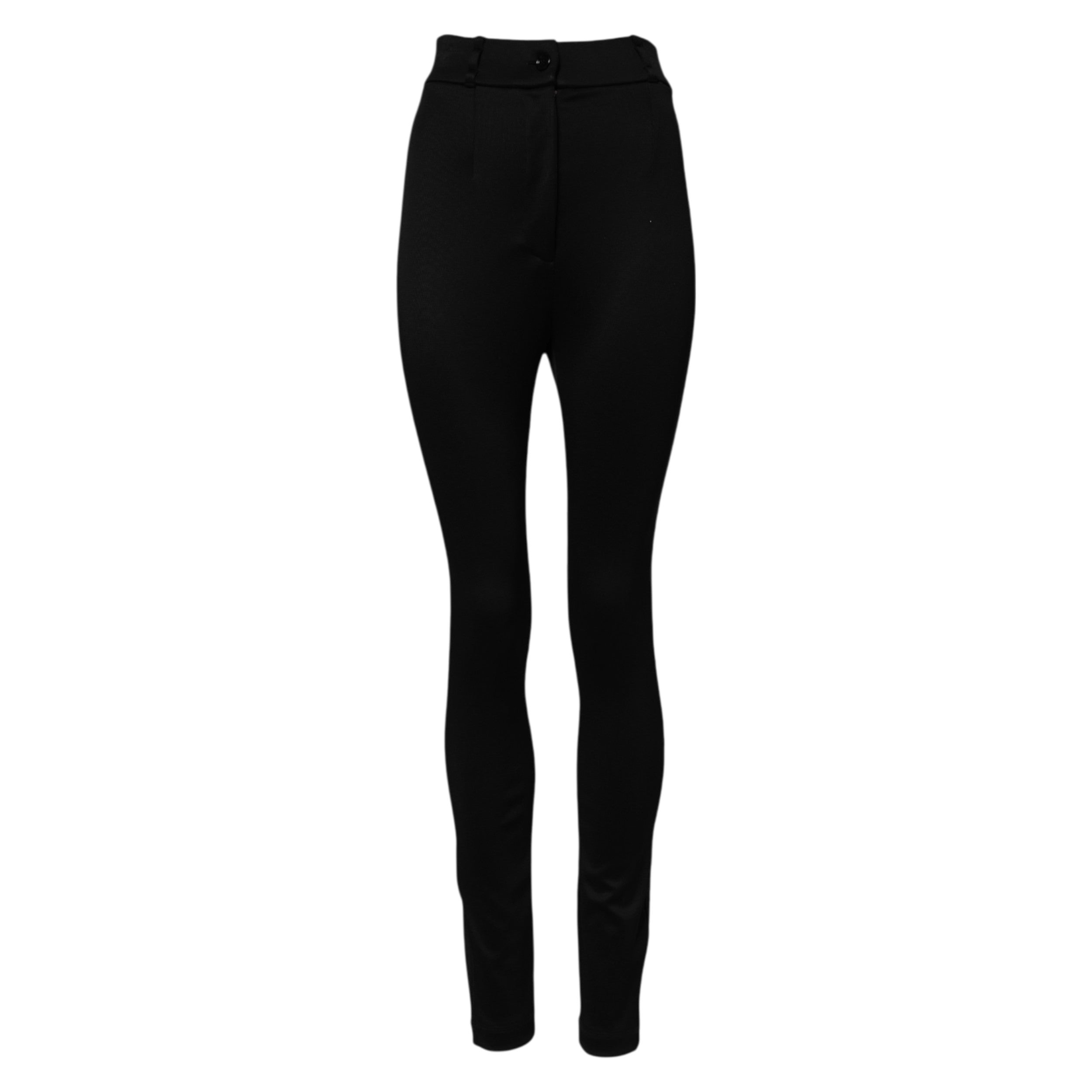Dolce &amp; Gabbana Sorte Nylon Højtaljede Skinny Leggings Bukser