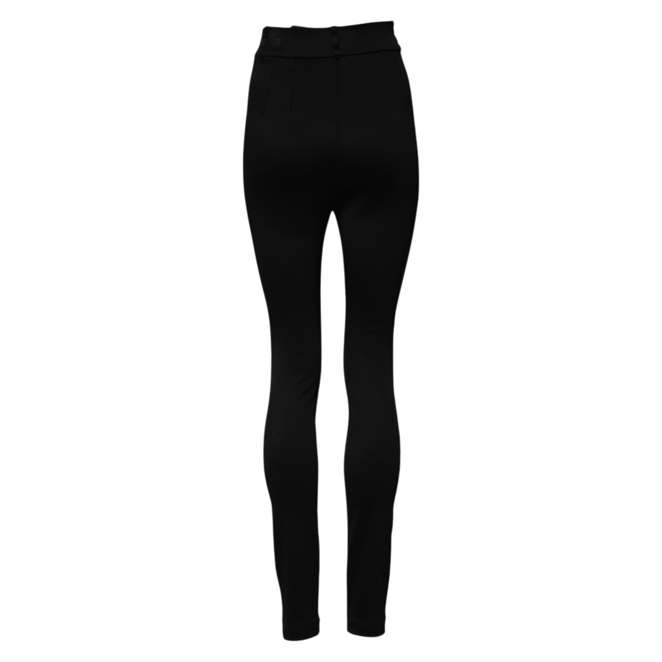Dolce &amp; Gabbana Sorte Nylon Højtaljede Skinny Leggings Bukser