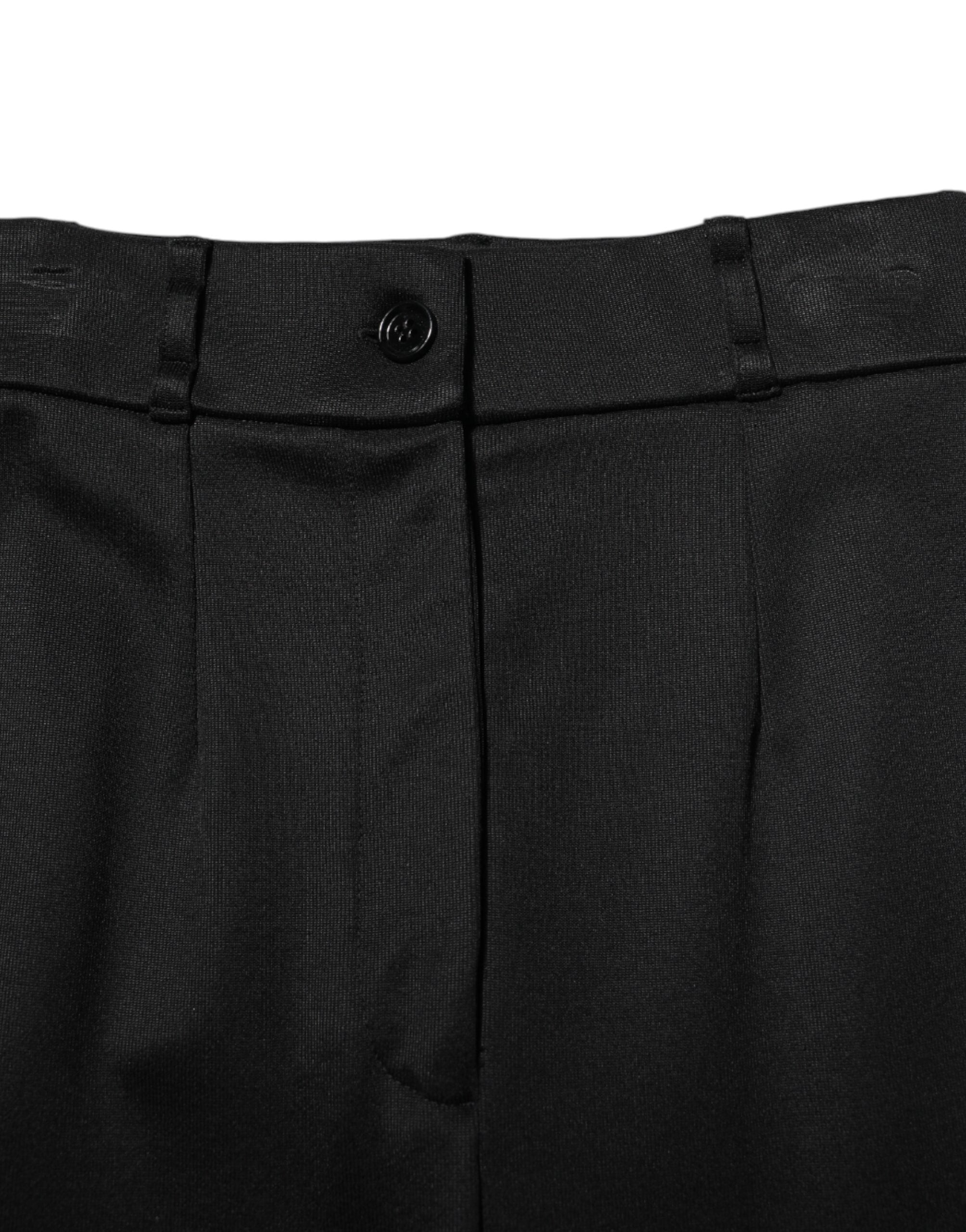 Dolce &amp; Gabbana Sorte Nylon Højtaljede Skinny Leggings Bukser