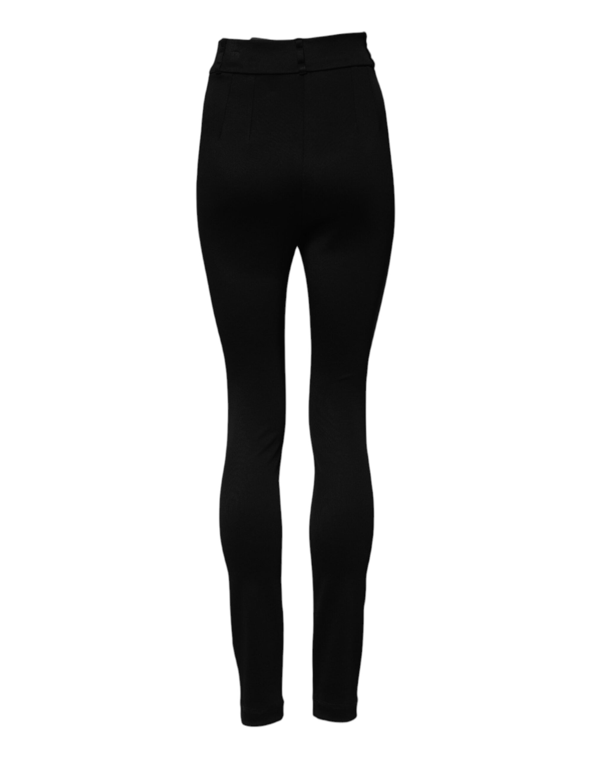 Dolce &amp; Gabbana Sorte Nylon Højtaljede Skinny Leggings Bukser