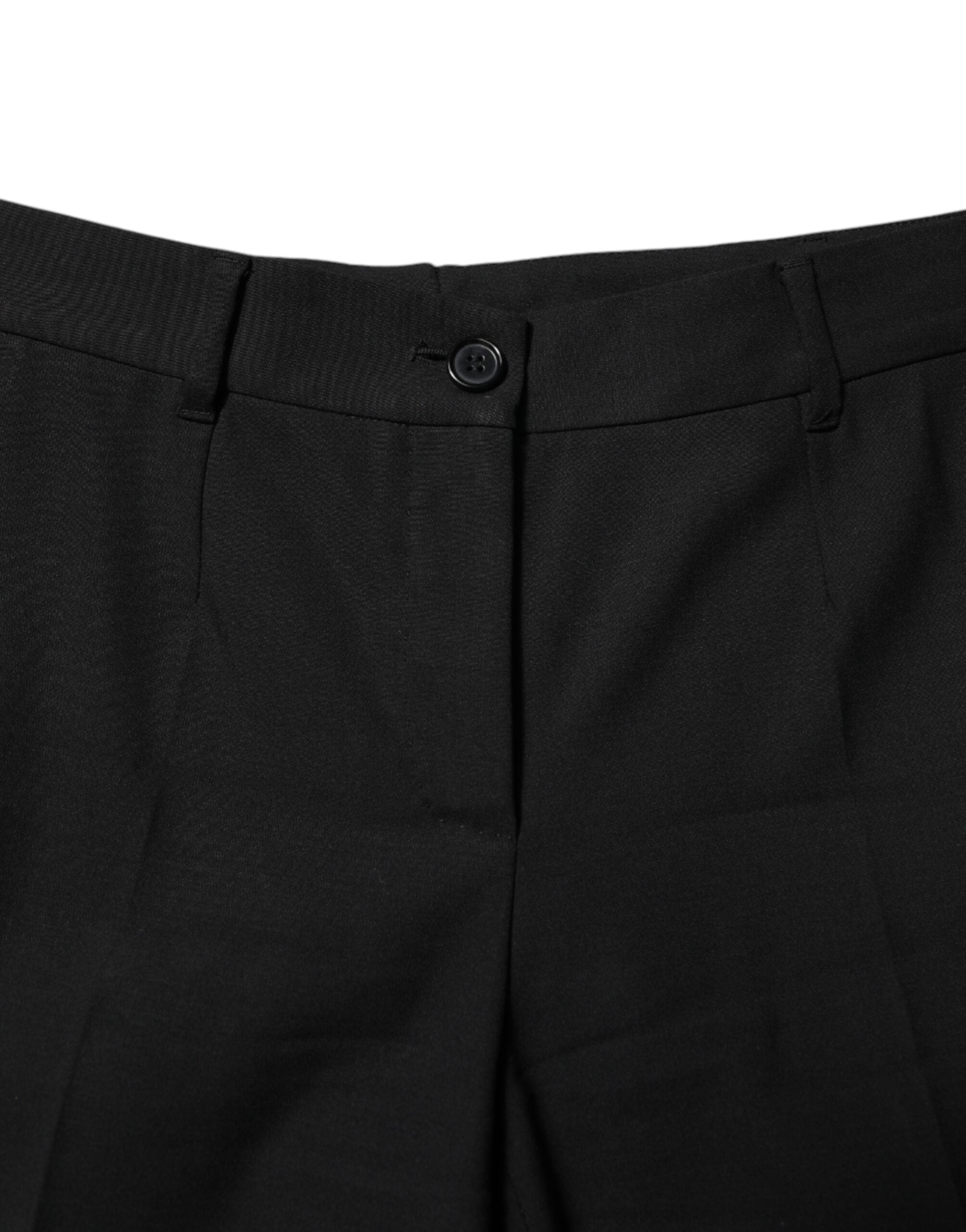 Dolce &amp; Gabbana sorte uldbukser med høj talje og tilspidsede detaljer