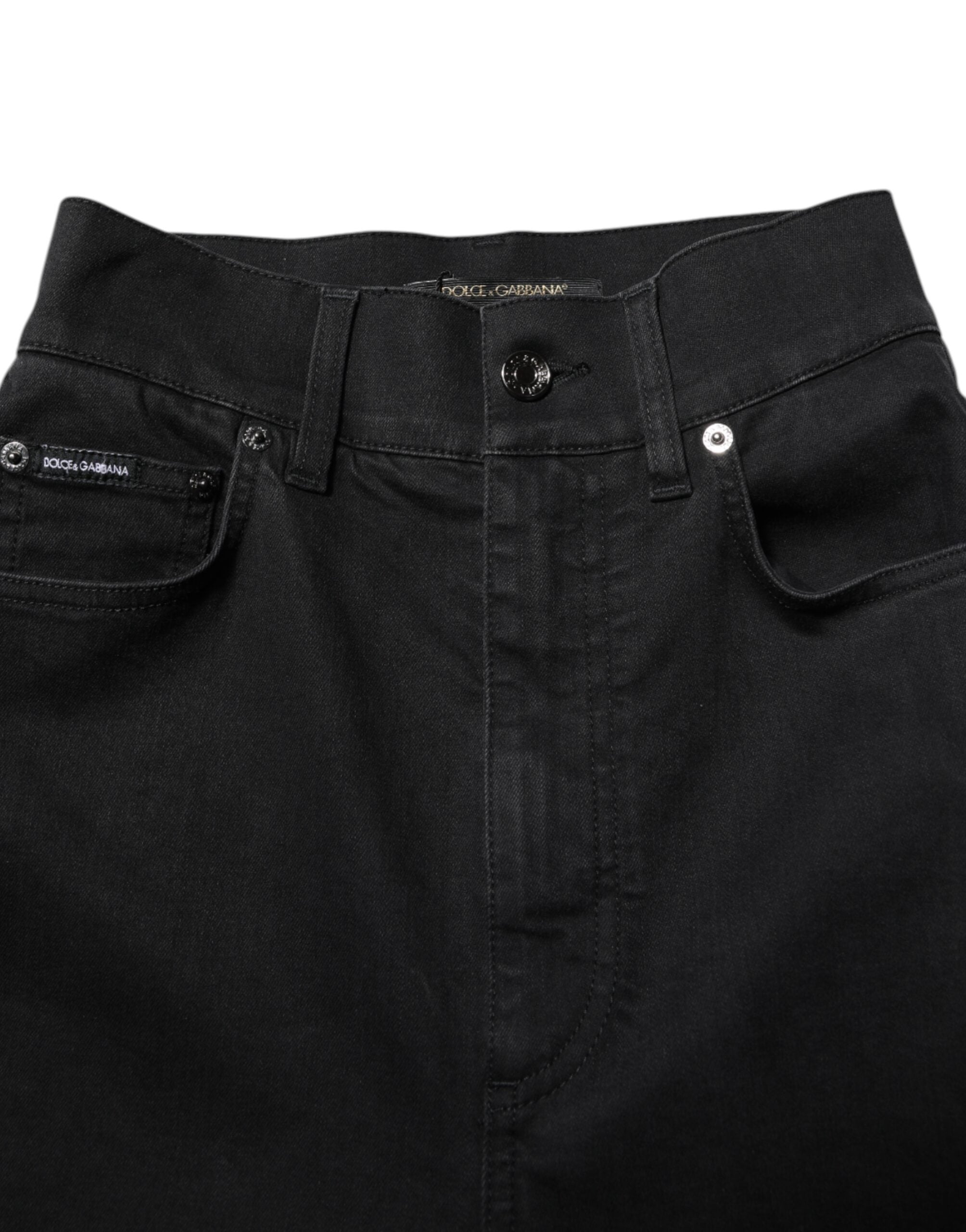 Dolce &amp; Gabbana sorte bomuld højtaljede skinny denim jeans