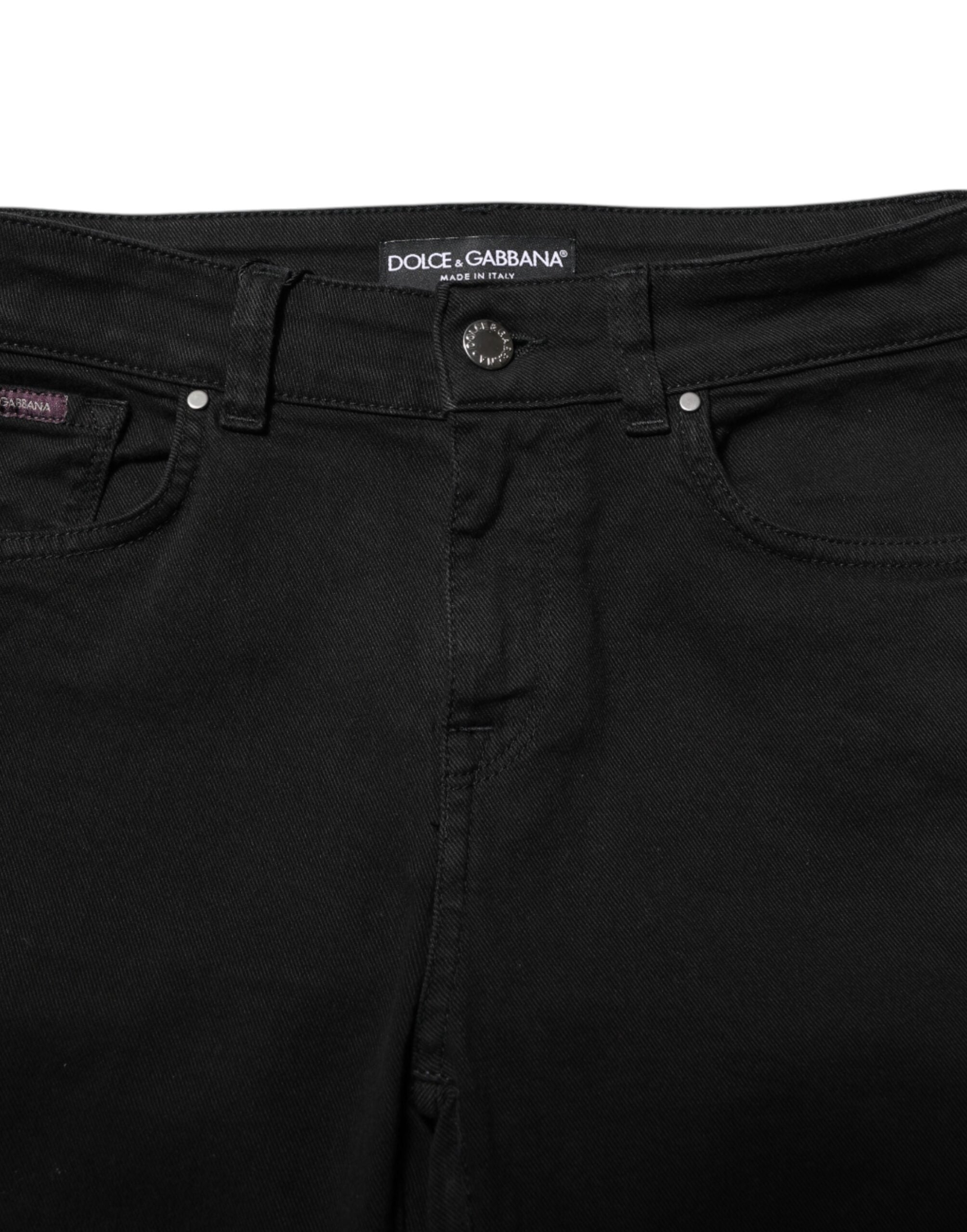 Dolce &amp; Gabbana Sorte Bomulds Skinny Mellemhøj Talje Denim Jeans