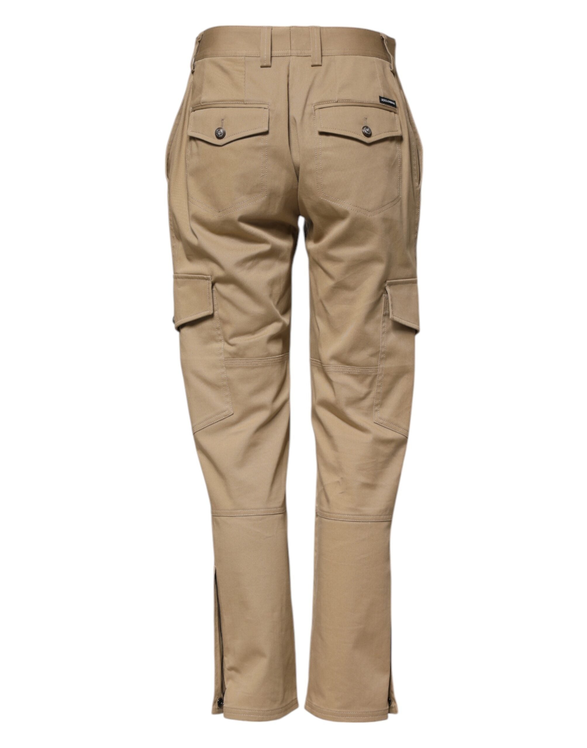 Dolce &amp; Gabbana Beige Cargobukser med Mellem Talje og Konisk Smalere