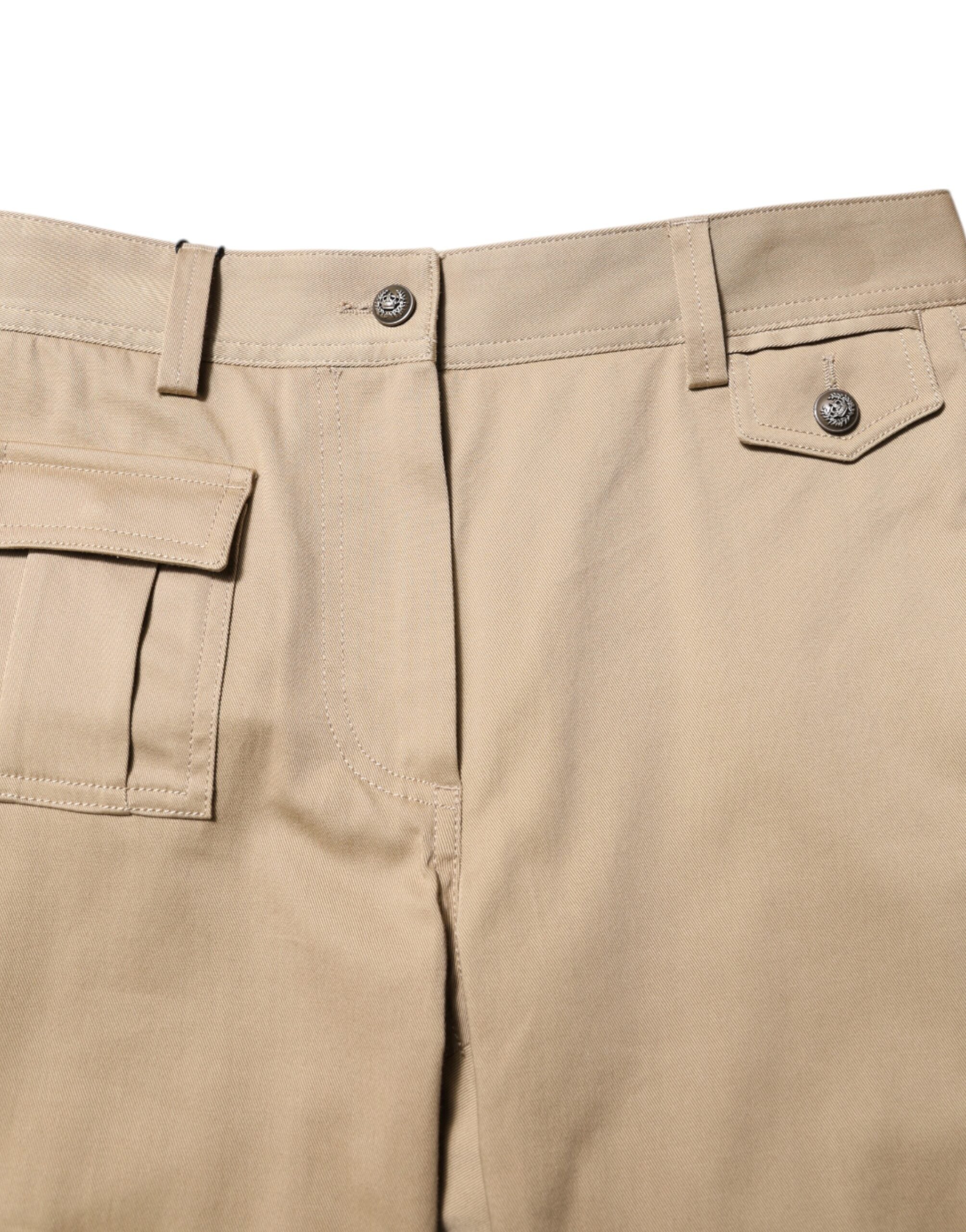 Dolce &amp; Gabbana Beige Cargobukser med Mellem Talje og Konisk Smalere