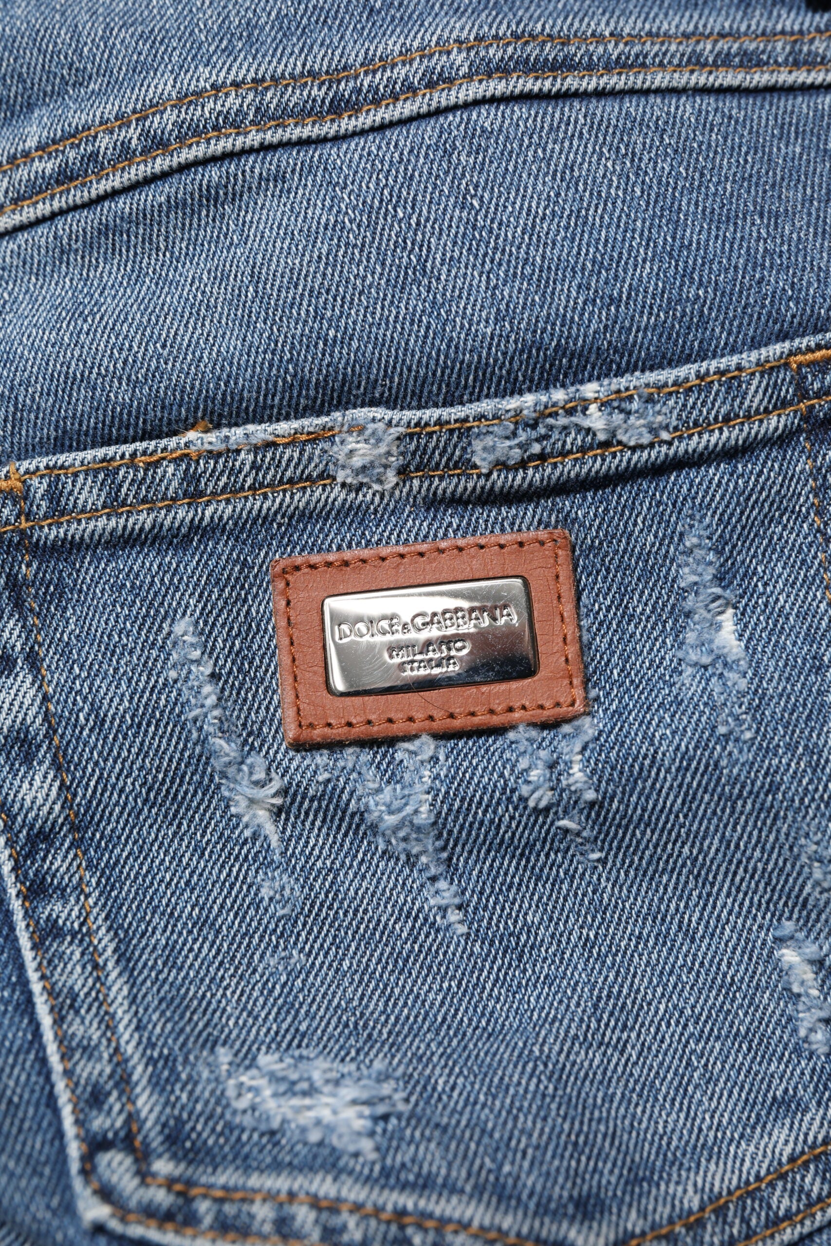 Dolce &amp; Gabbana Blå Smukke, Lasede Skinny Denim Jeans 