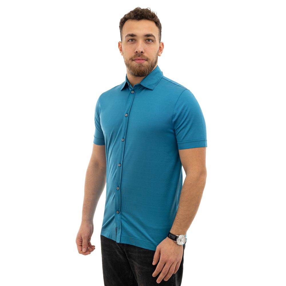 Canali Blue Cotton Shirt - Hilstor