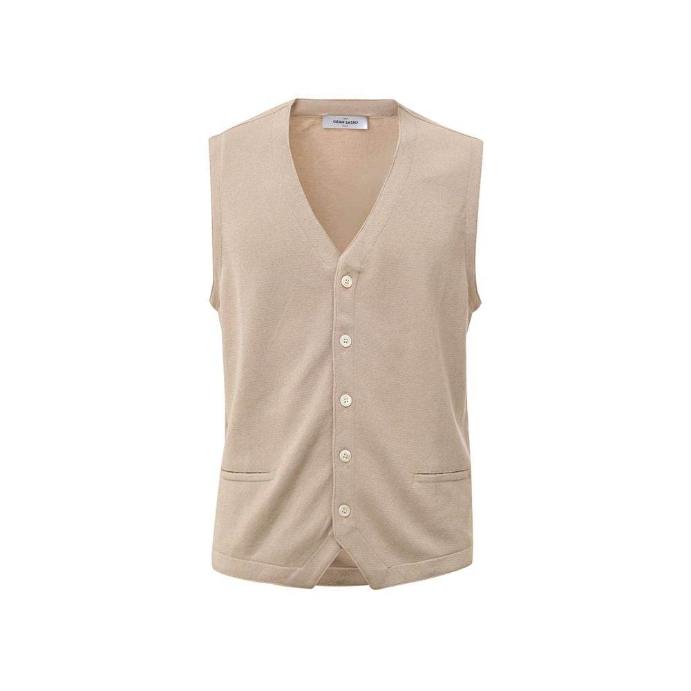 Gran Sasso Beige Cotton Sleveless Jacket - Hilstor