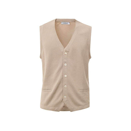 Gran Sasso Beige Cotton Sleveless Jacket - Hilstor