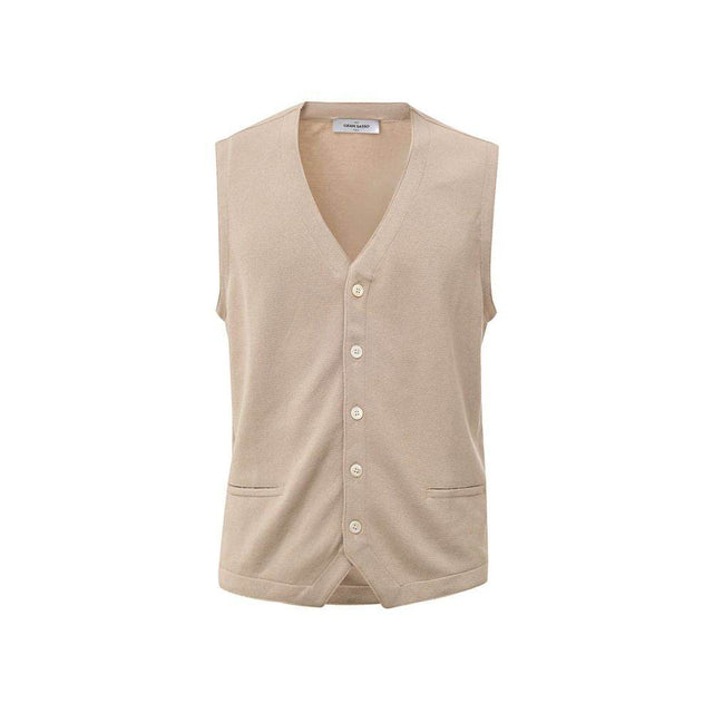 Gran Sasso Beige Cotton Sleveless Jacket - Hilstor