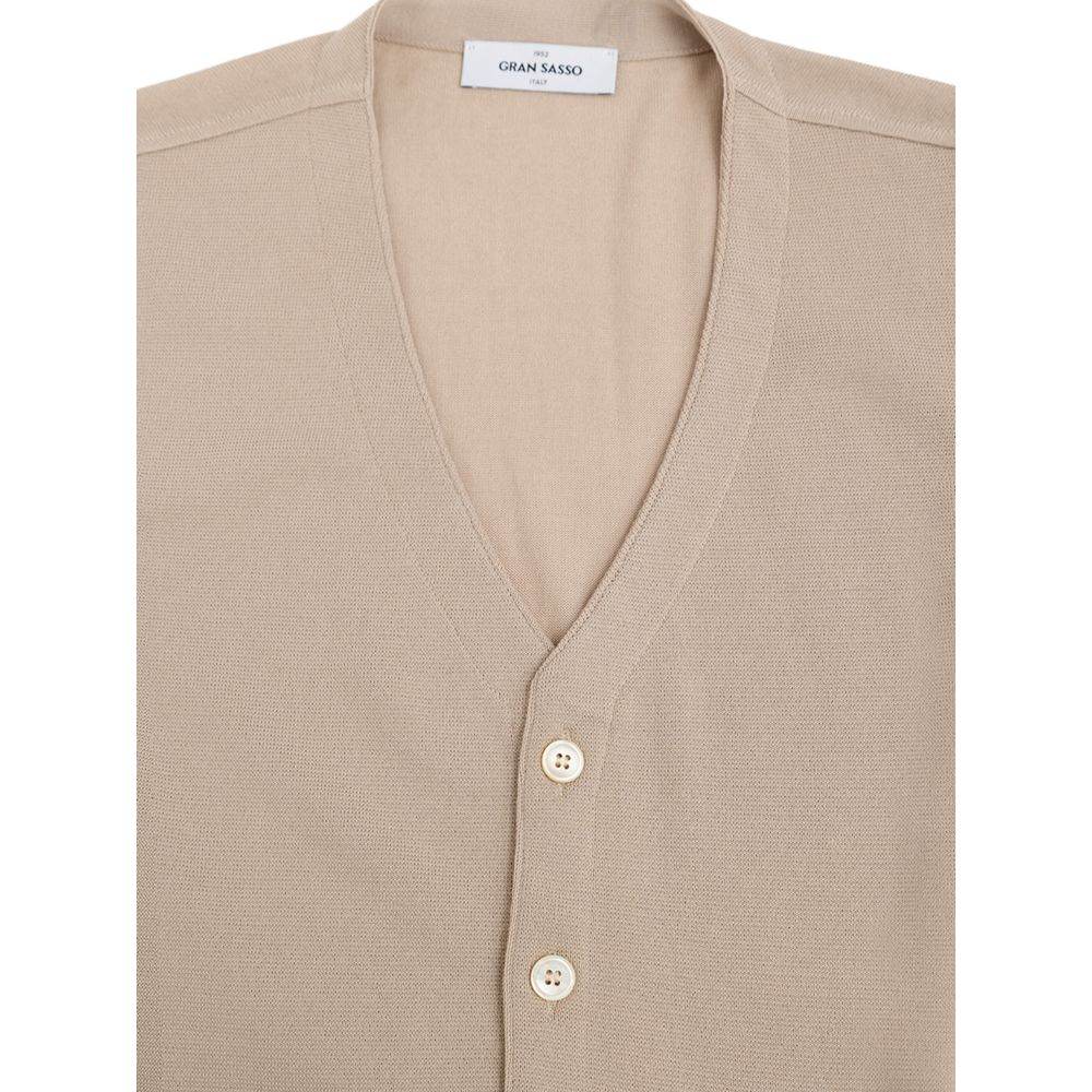 Gran Sasso Beige Cotton Sleveless Jacket - Hilstor