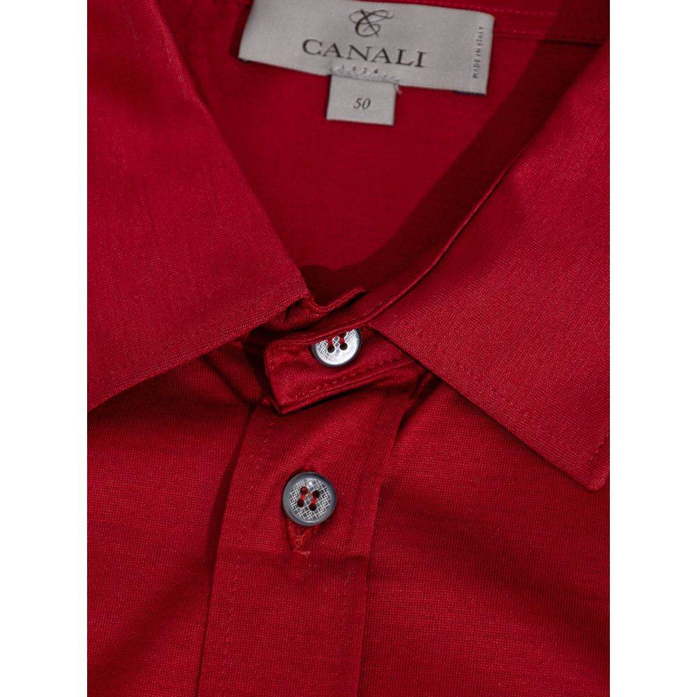 Canali Red Cotton Shirt - Hilstor