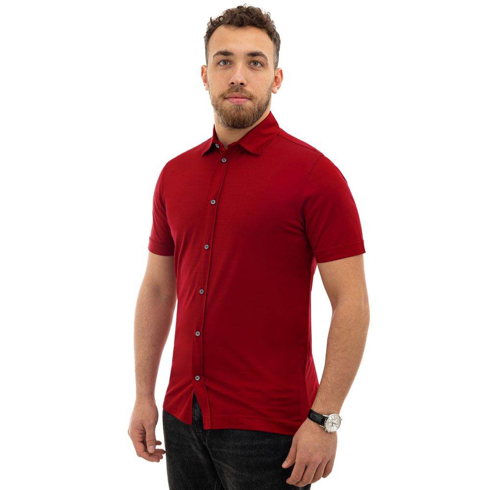 Canali Red Cotton Shirt - Hilstor