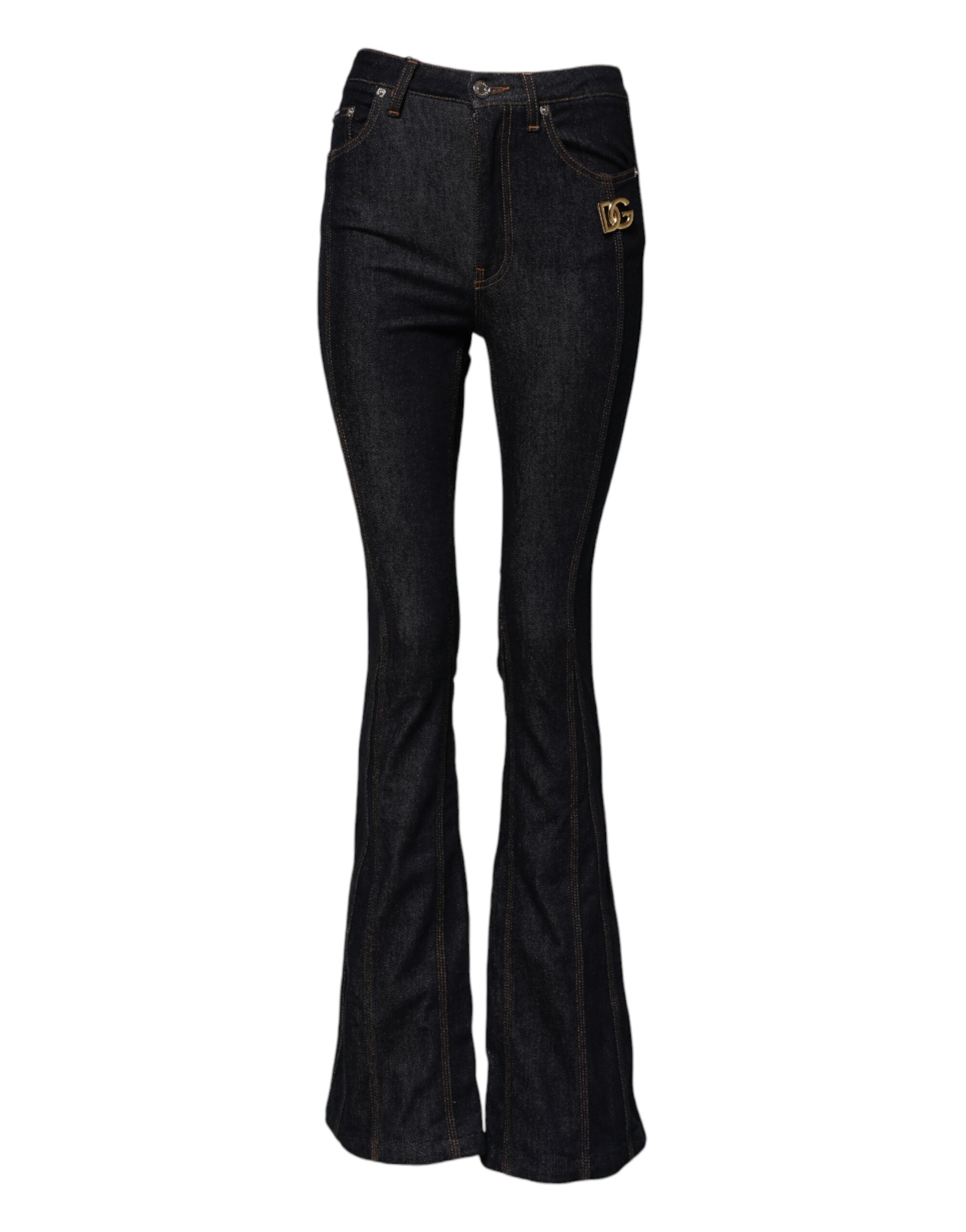 Dolce &amp; Gabbana Sorte Bomulds Bootcut Denim Jeans med Mellemhøj Talje 