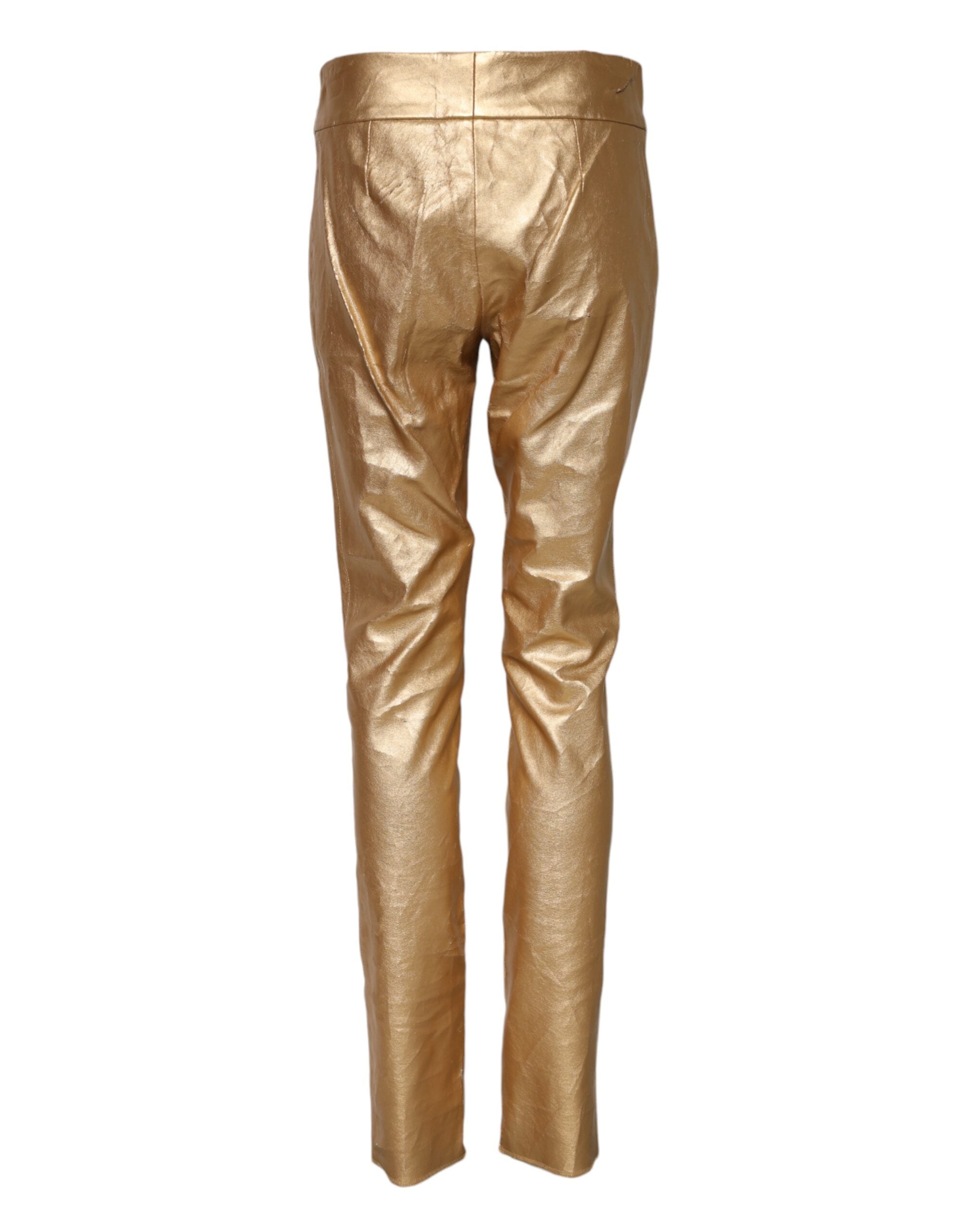 Dolce &amp; Gabbana Metallic Guld Højtaljede Skinny Bukser 