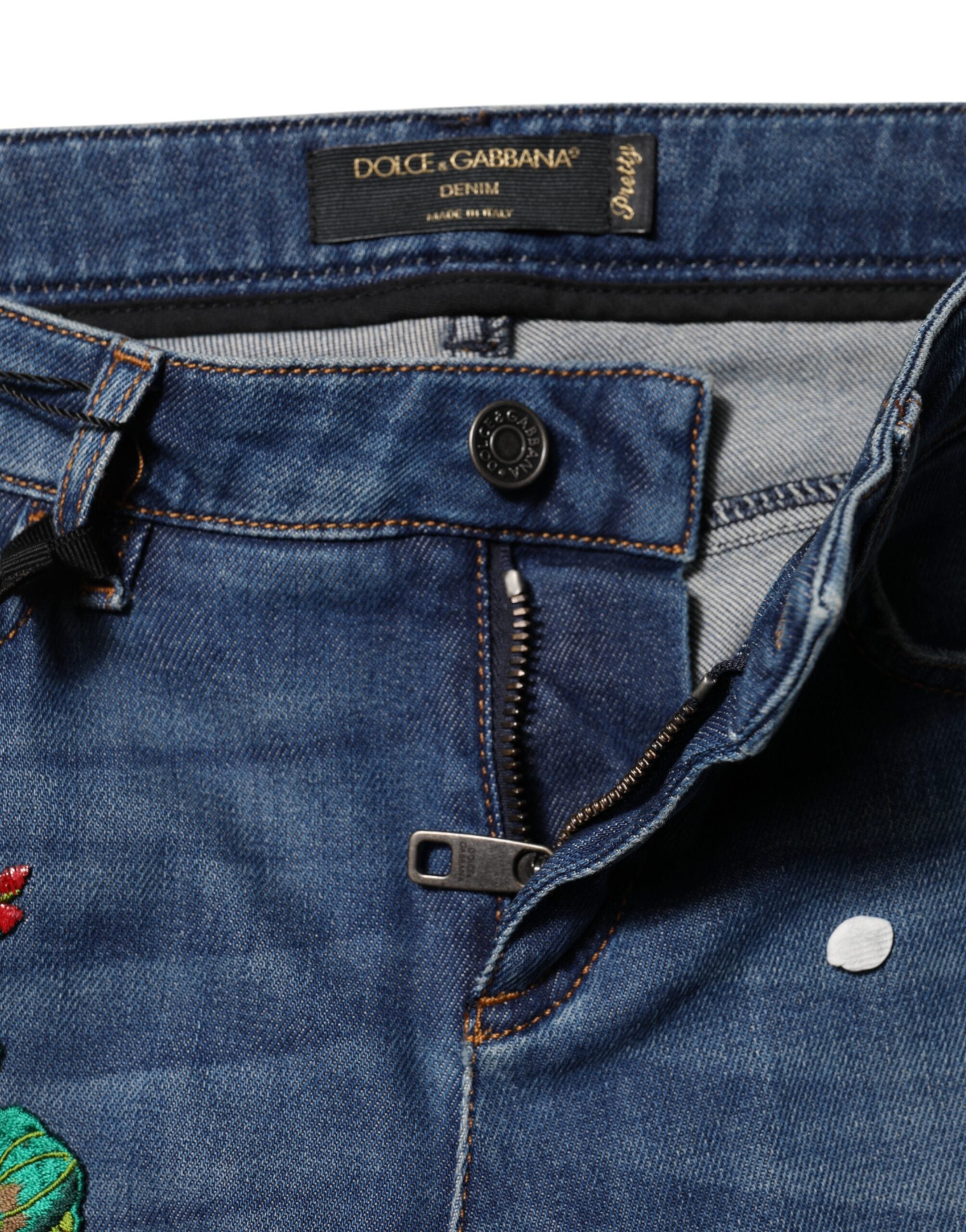 Dolce &amp; Gabbana Blå Bomuld Mellemhøj Talje Skinny Denim Jeans 