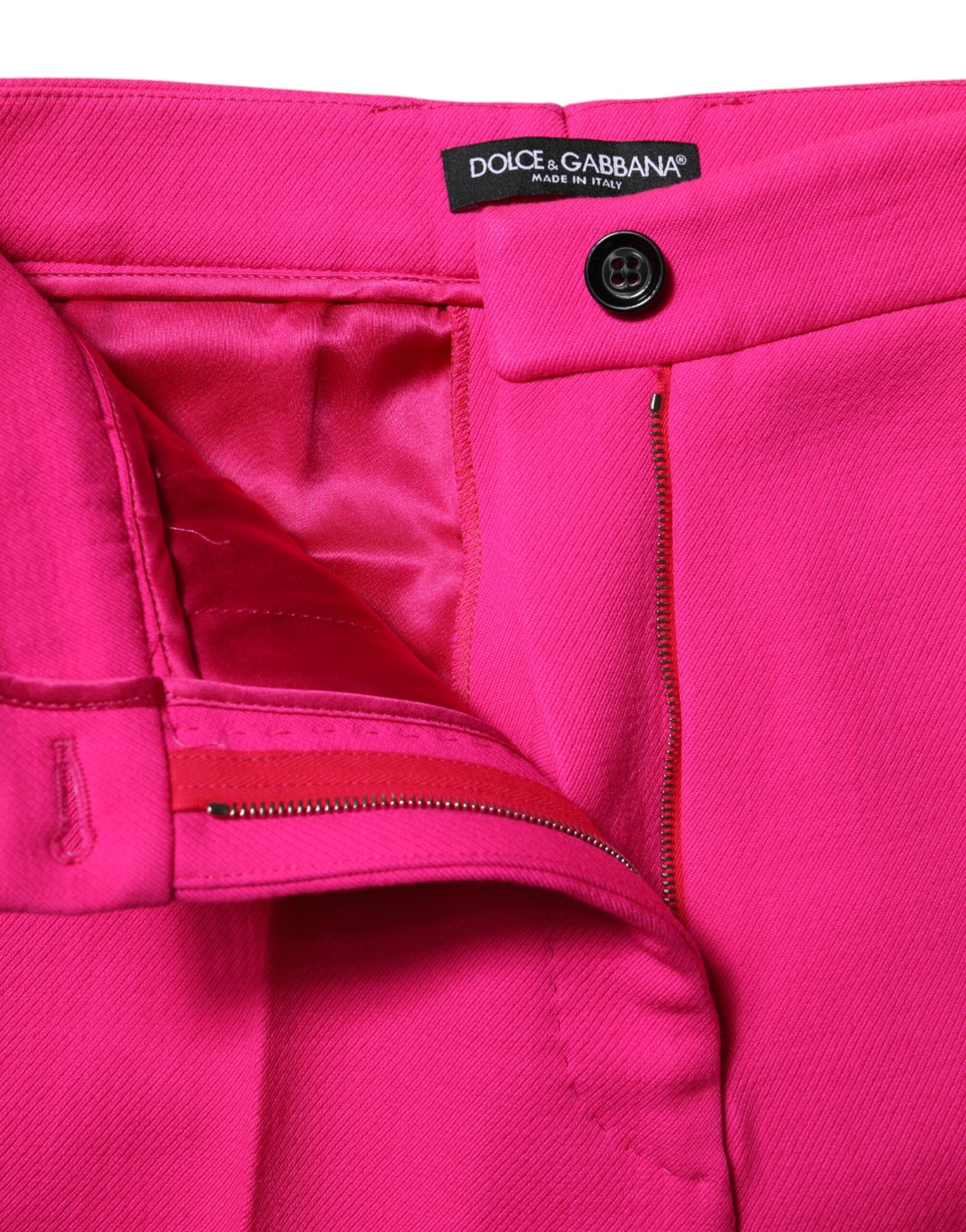 Dolce &amp; Gabbana Fuchsia Pink Højtaljede Koniske Bukser 