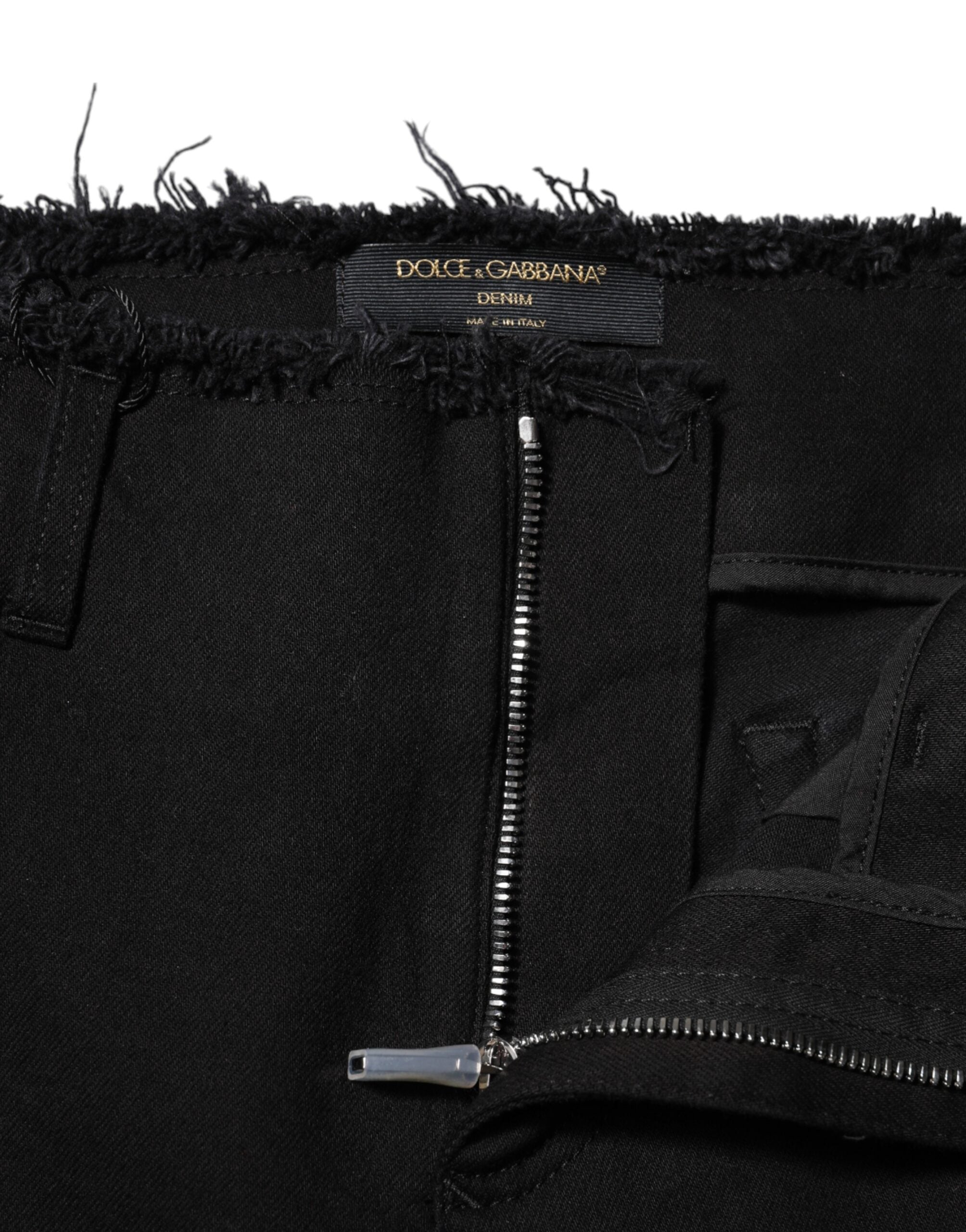 Dolce &amp; Gabbana Sorte Bomulds Mellemhøj Talje Flared Denim Jeans 