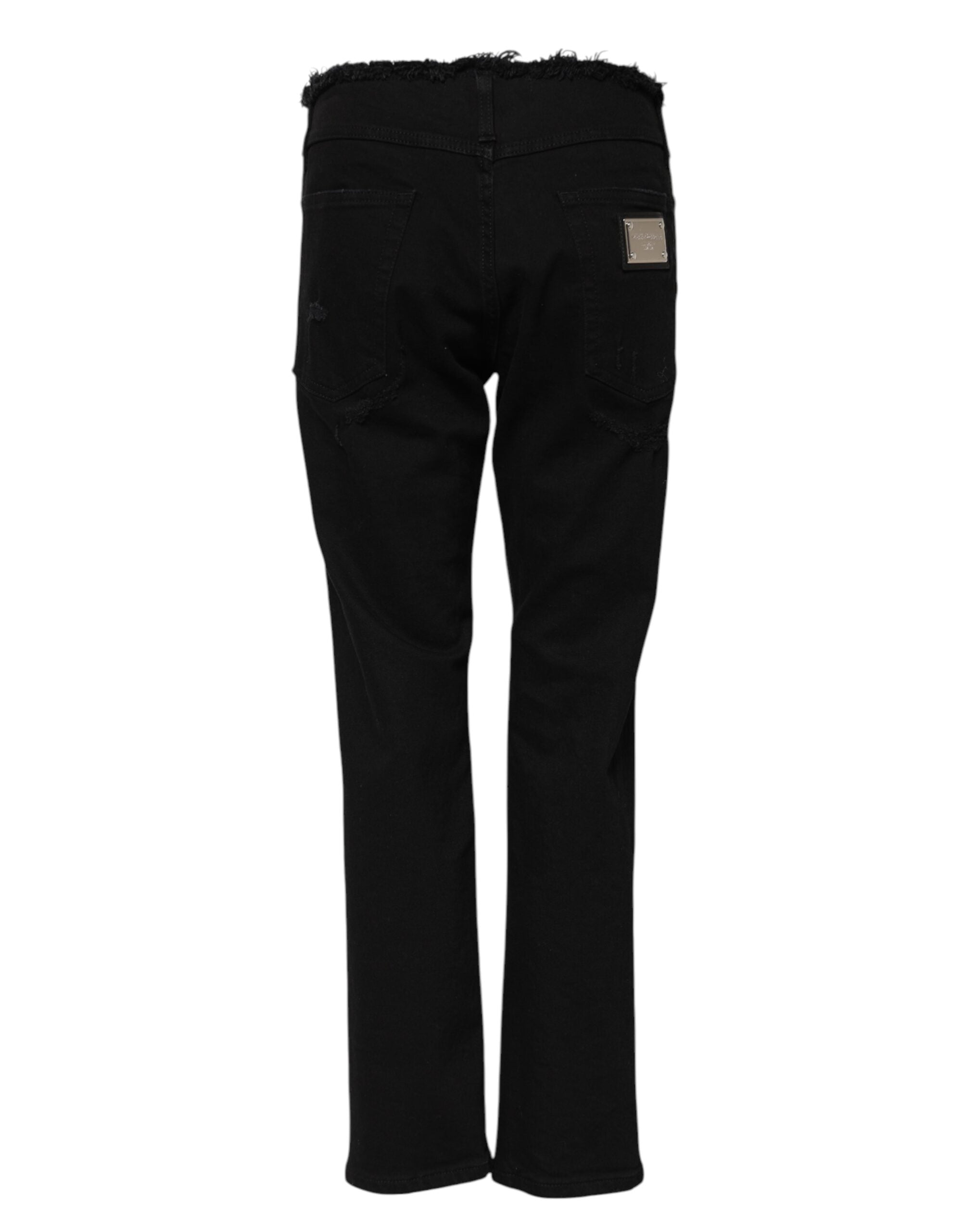 Dolce &amp; Gabbana Sorte Bomulds Mellemhøj Talje Flared Denim Jeans 