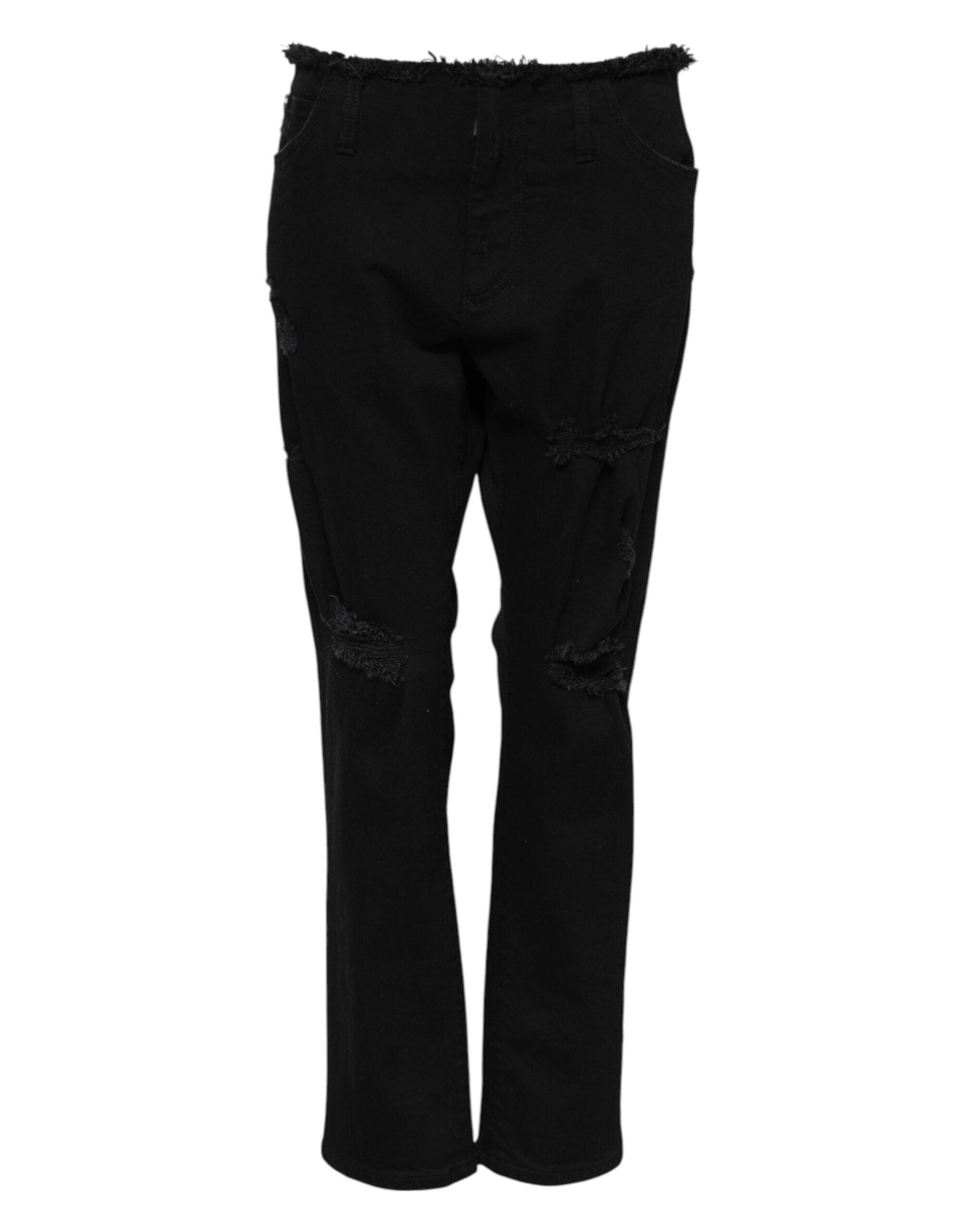 Dolce &amp; Gabbana Sorte Bomulds Mellemhøj Talje Flared Denim Jeans 