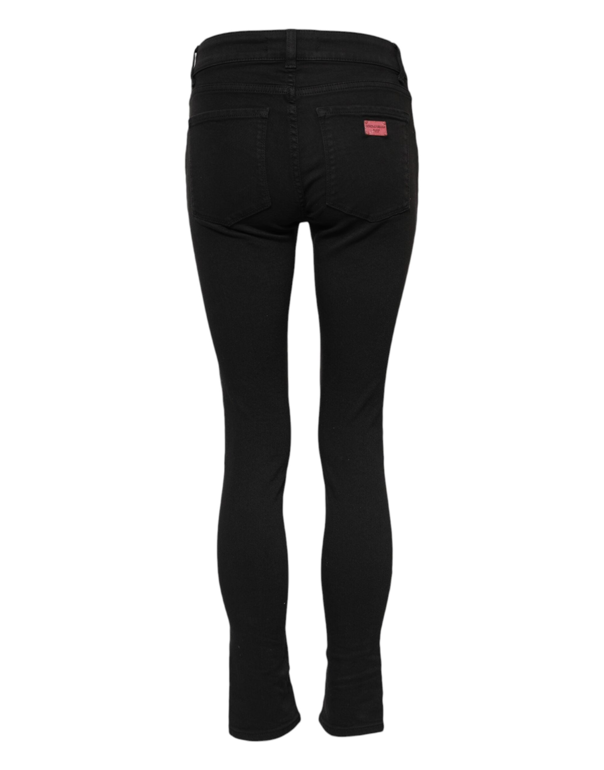 Dolce &amp; Gabbana Sorte Bomulds Skinny Mellemhøj Talje Denim Jeans 