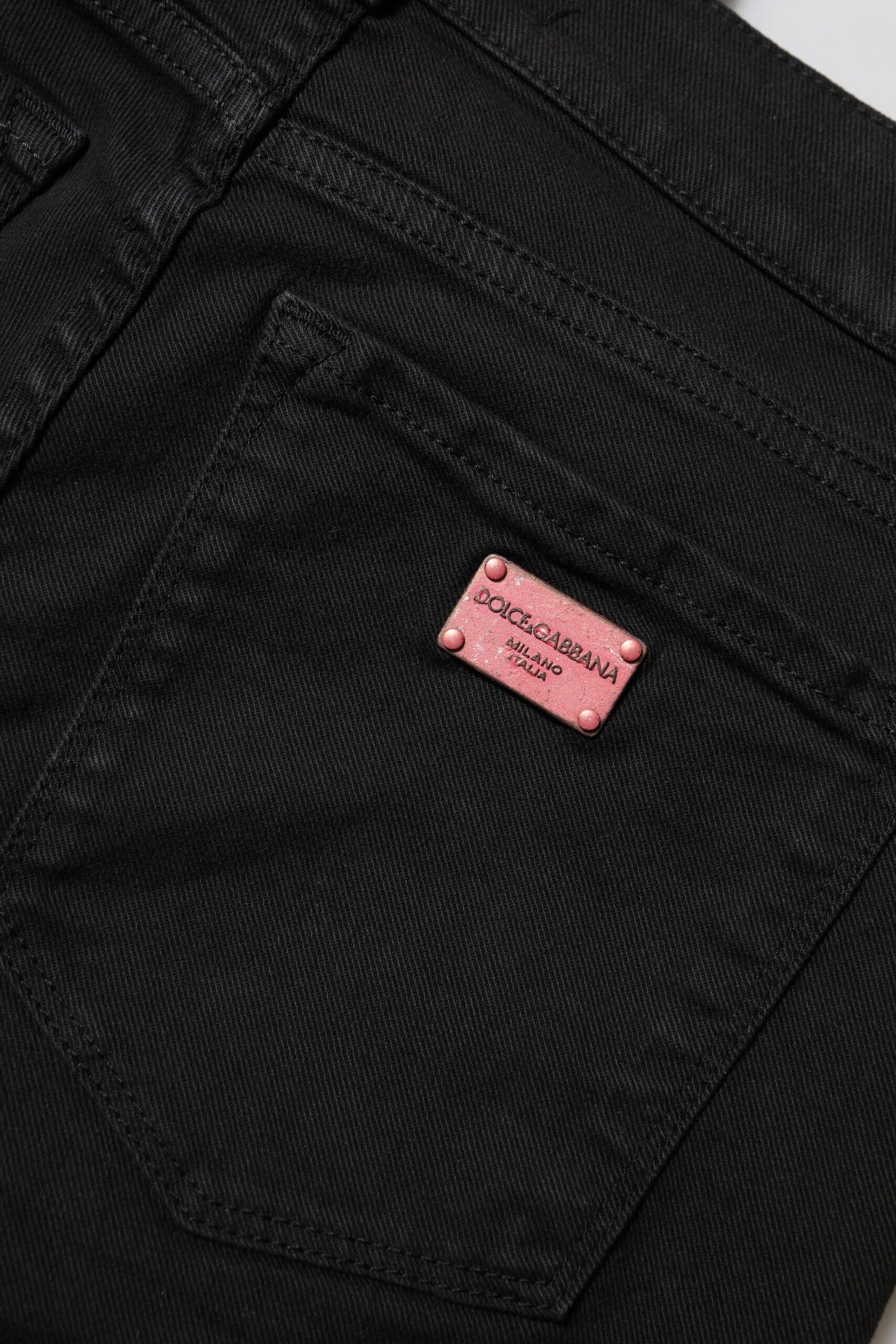 Dolce &amp; Gabbana Sorte Bomulds Skinny Mellemhøj Talje Denim Jeans 