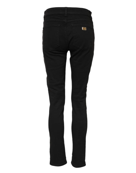Dolce &amp; Gabbana Sorte Bomulds Skinny Mellemhøj Talje Denim Jeans 