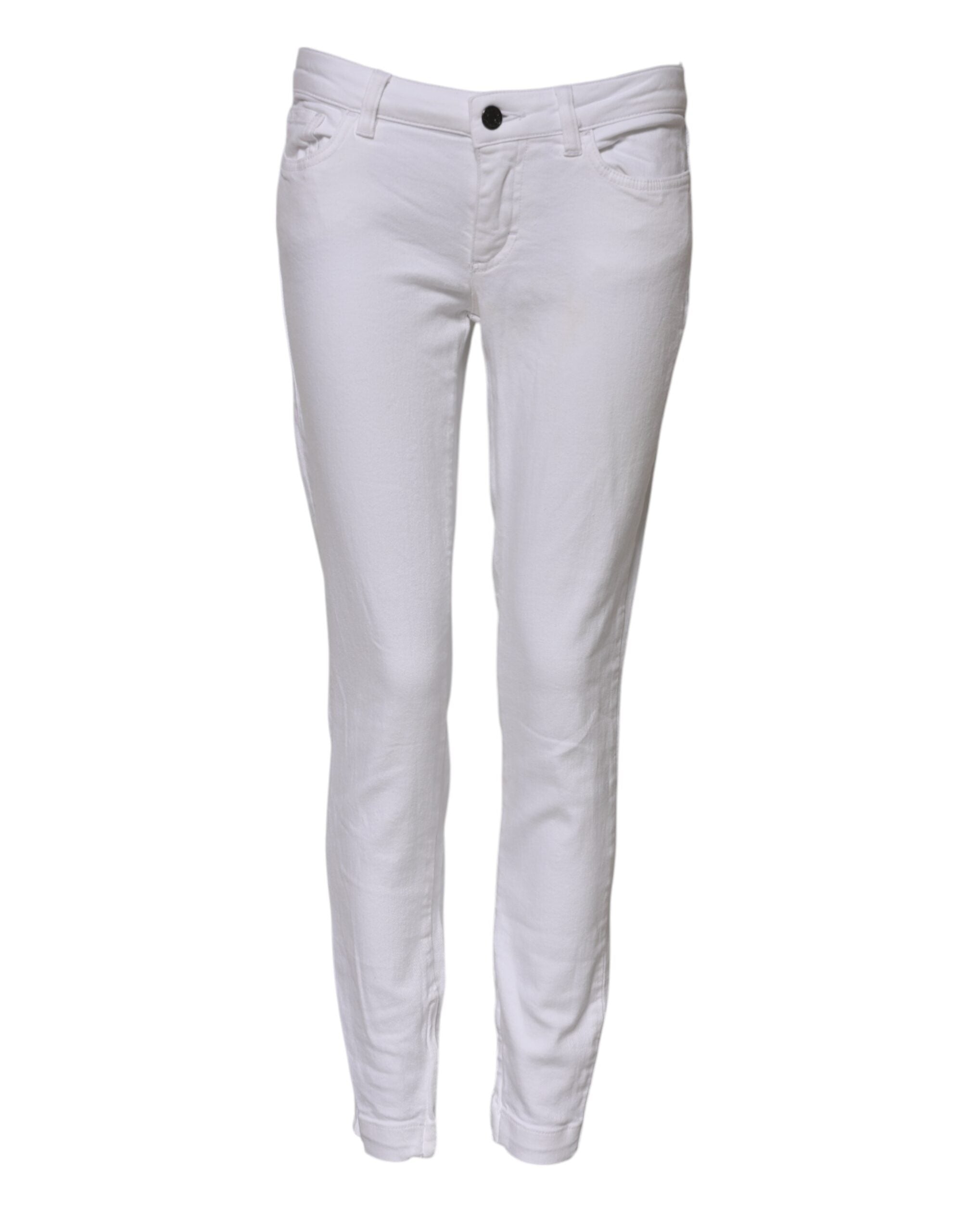 Dolce &amp; Gabbana Hvide Bomuld Lavtaljede Skinny Denim Jeans 