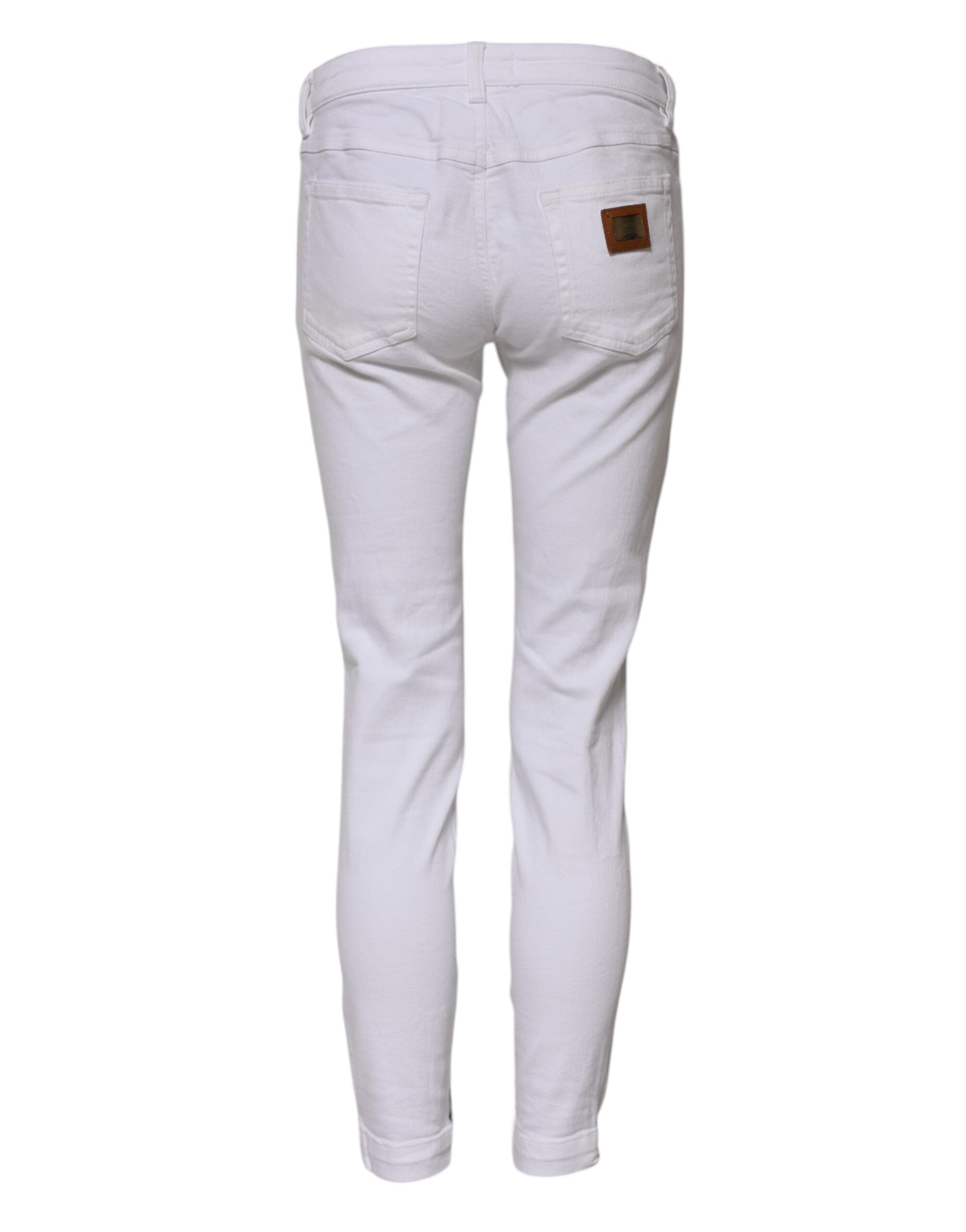 Dolce &amp; Gabbana Hvide Bomuld Lavtaljede Skinny Denim Jeans 