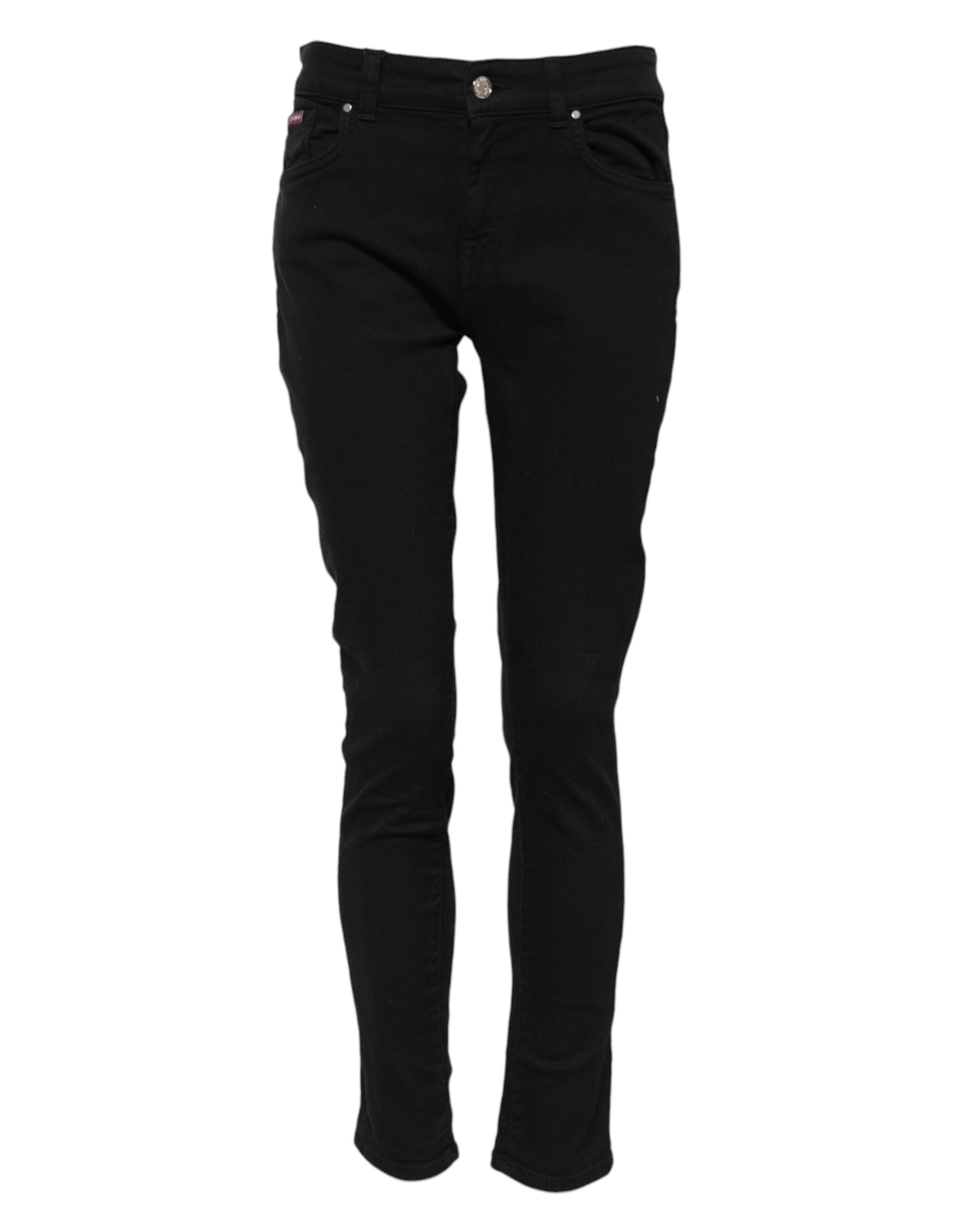 Dolce &amp; Gabbana Sorte Bomuldslogo Skinny Mellemhøj Talje Denim Jeans 